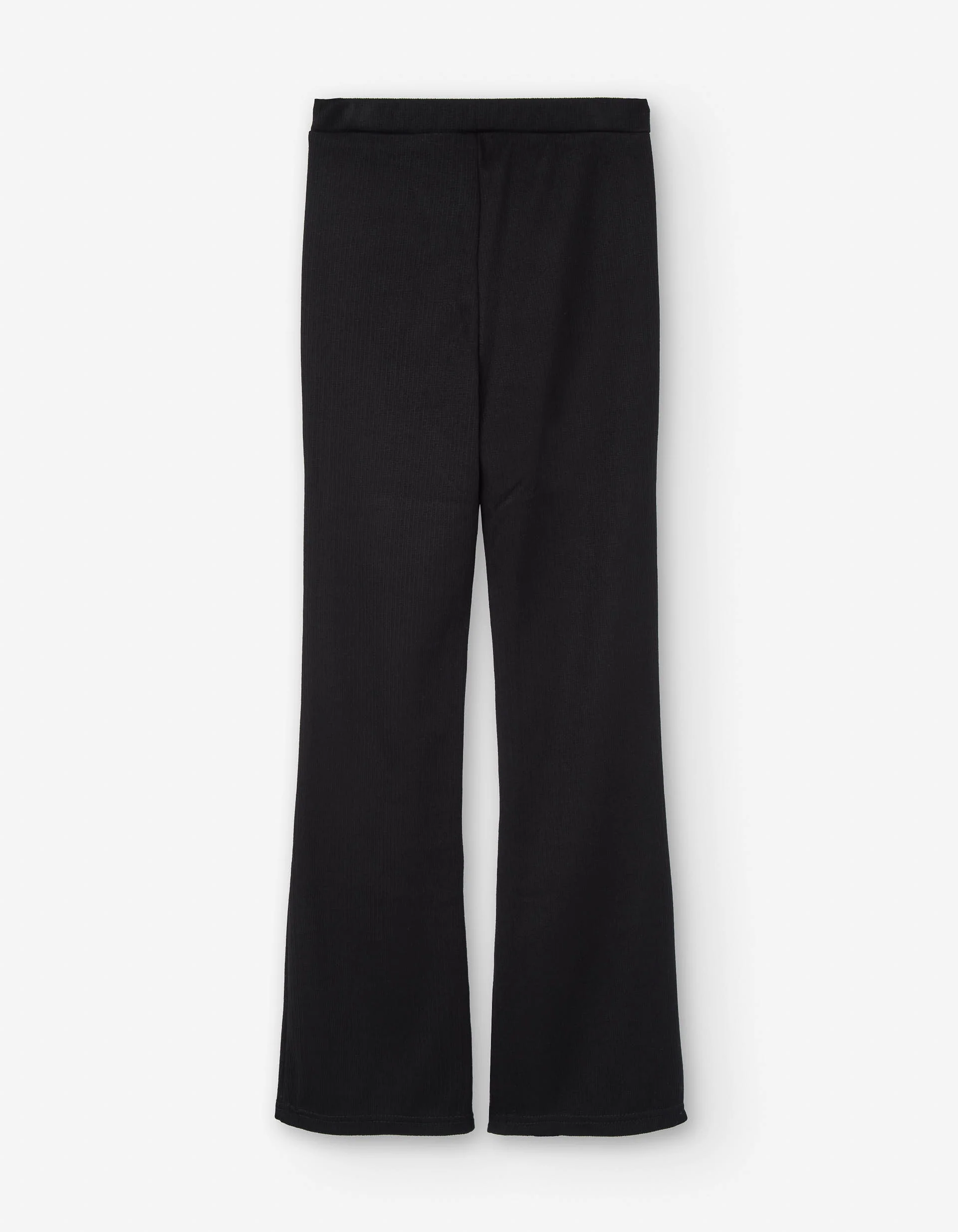 Ribbed flared leggings for girls, black