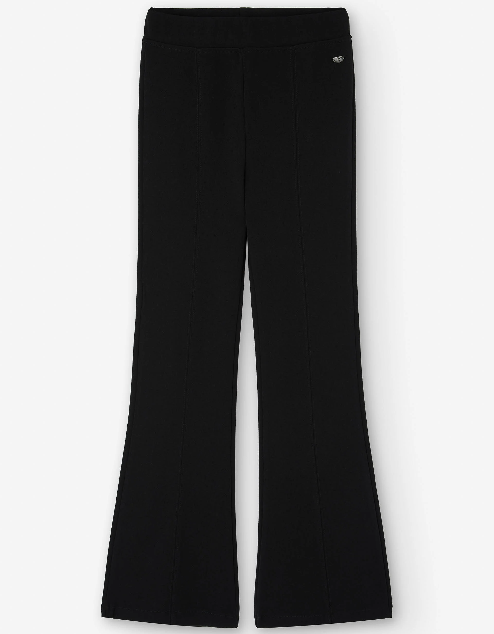 Flared interlock knit leggings for girls, black
