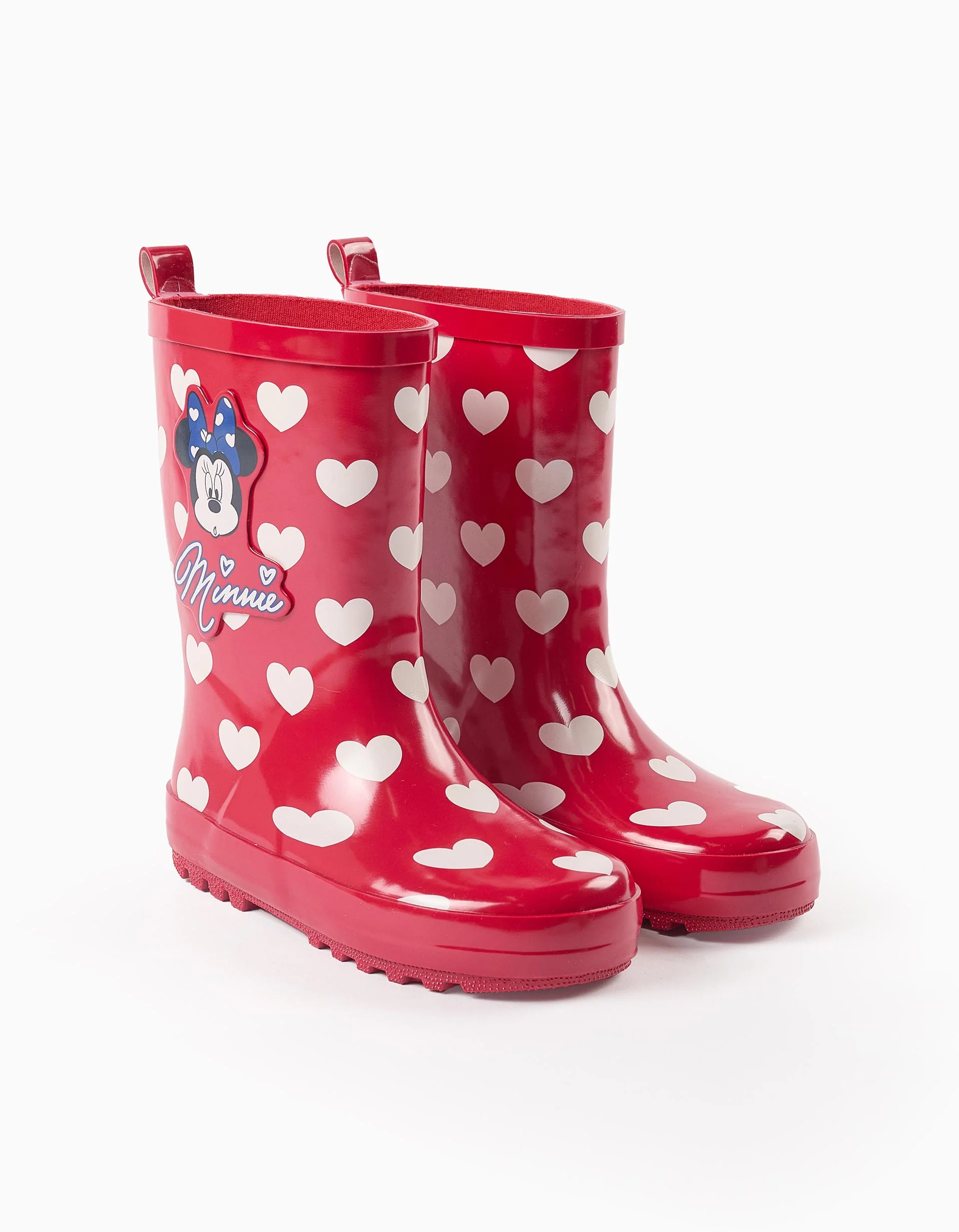 Heart Print Wellies for Girls 'Minnie', Red