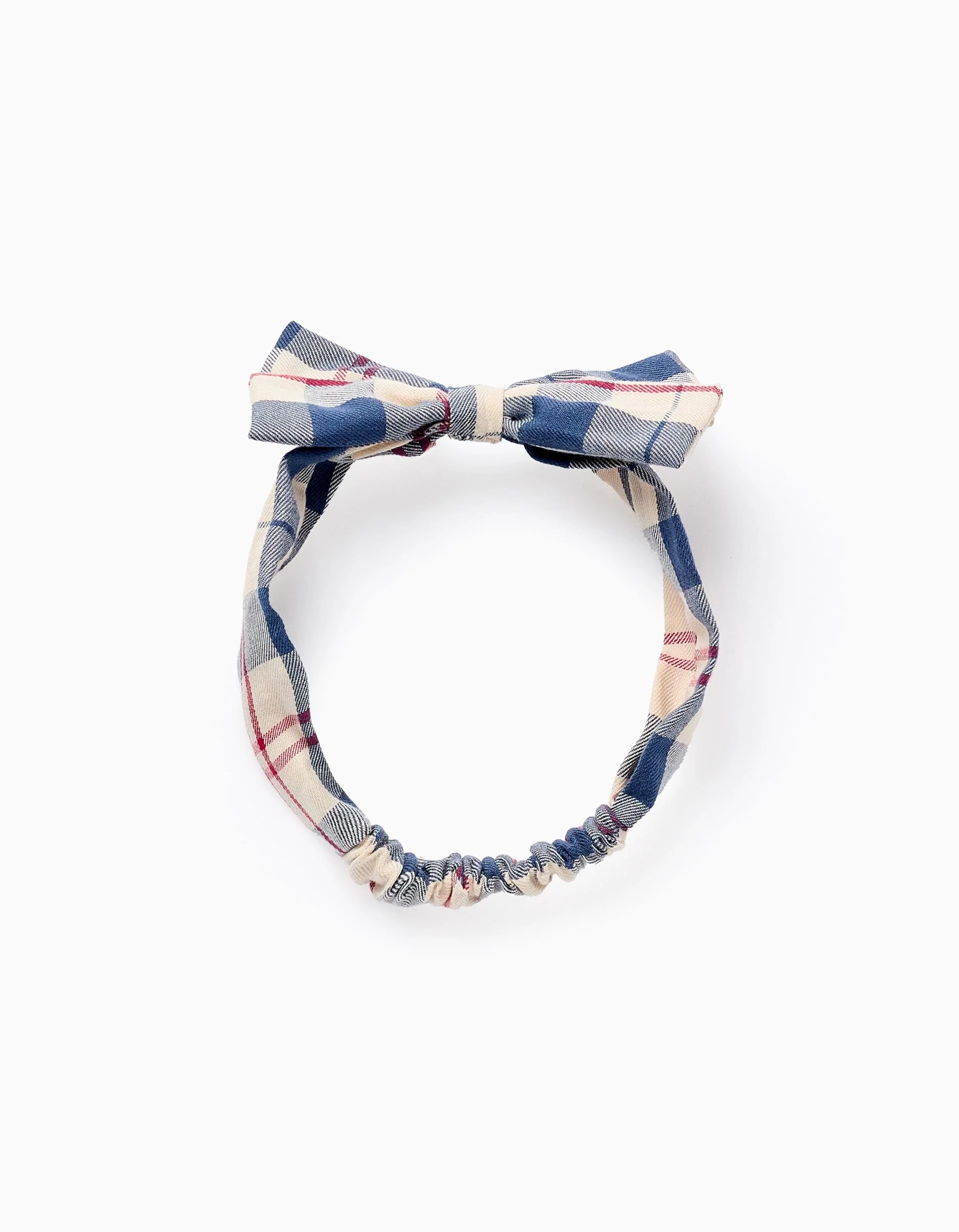 Checked elastic headband with bow 'B&S' for babies and girls, multicolour