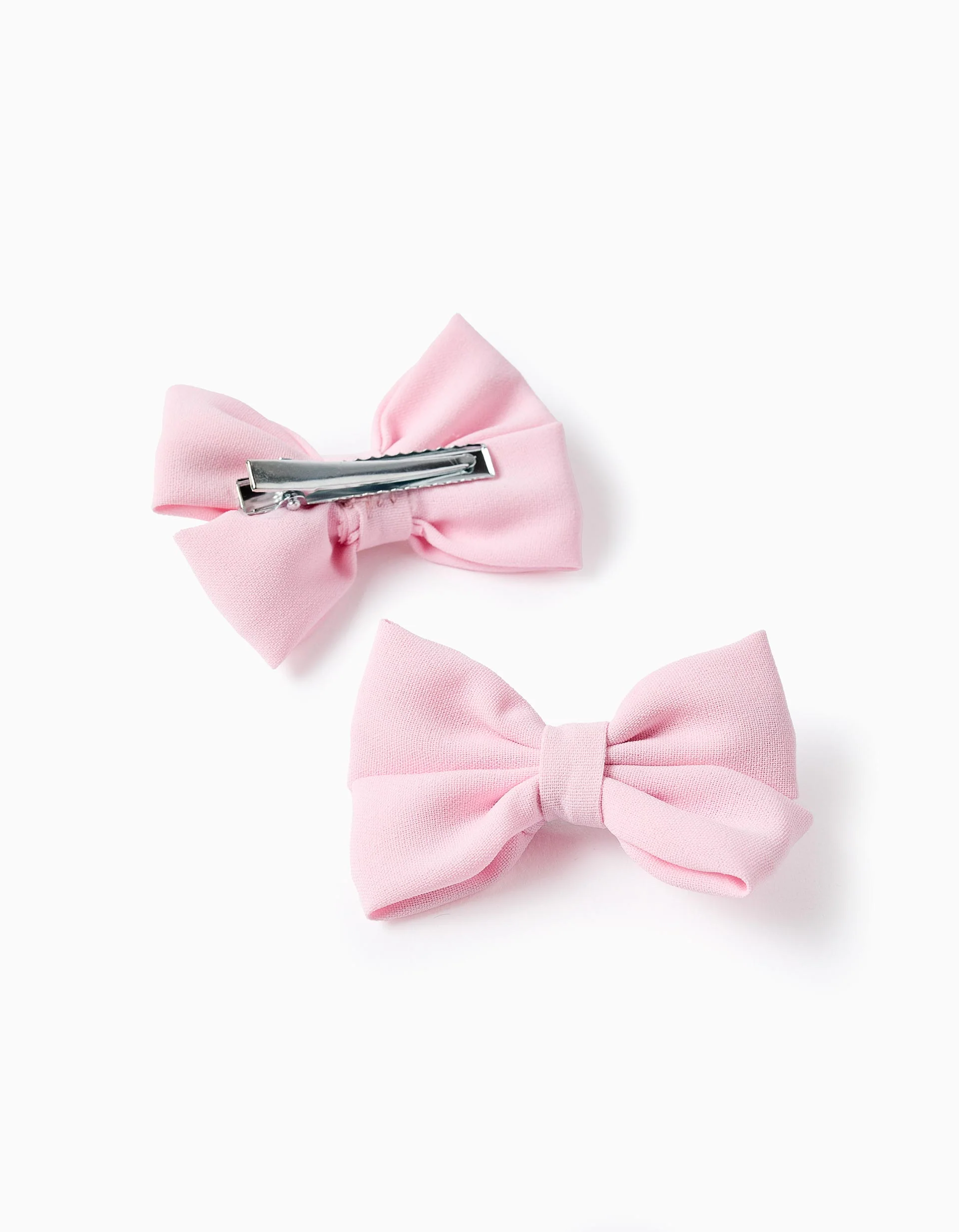 Pack of 2 Hair Clips with Fabric Bows for Babies and Girls, Pink