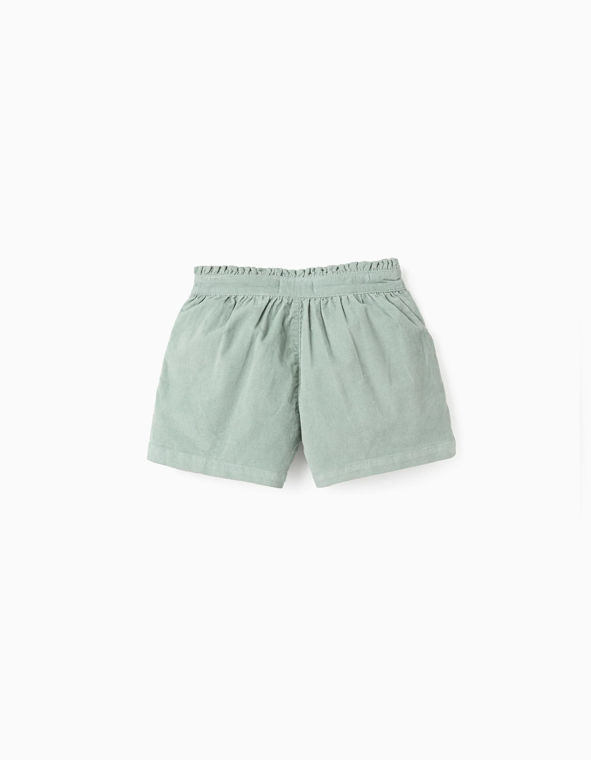 Corduroy Shorts with Ruffles for Girls, Aqua Green