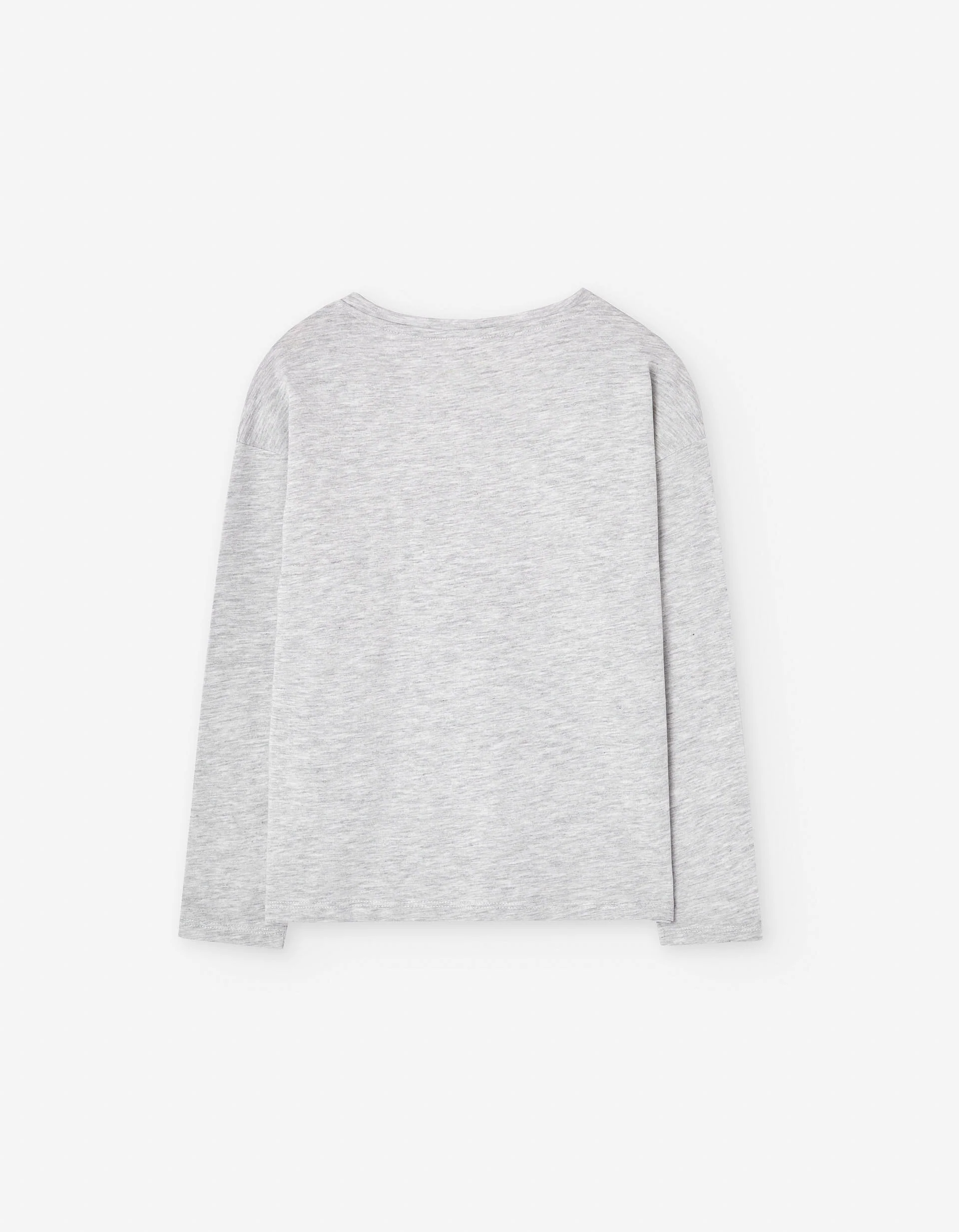 Long sleeve cotton T-shirt with leopard print for girls, light grey