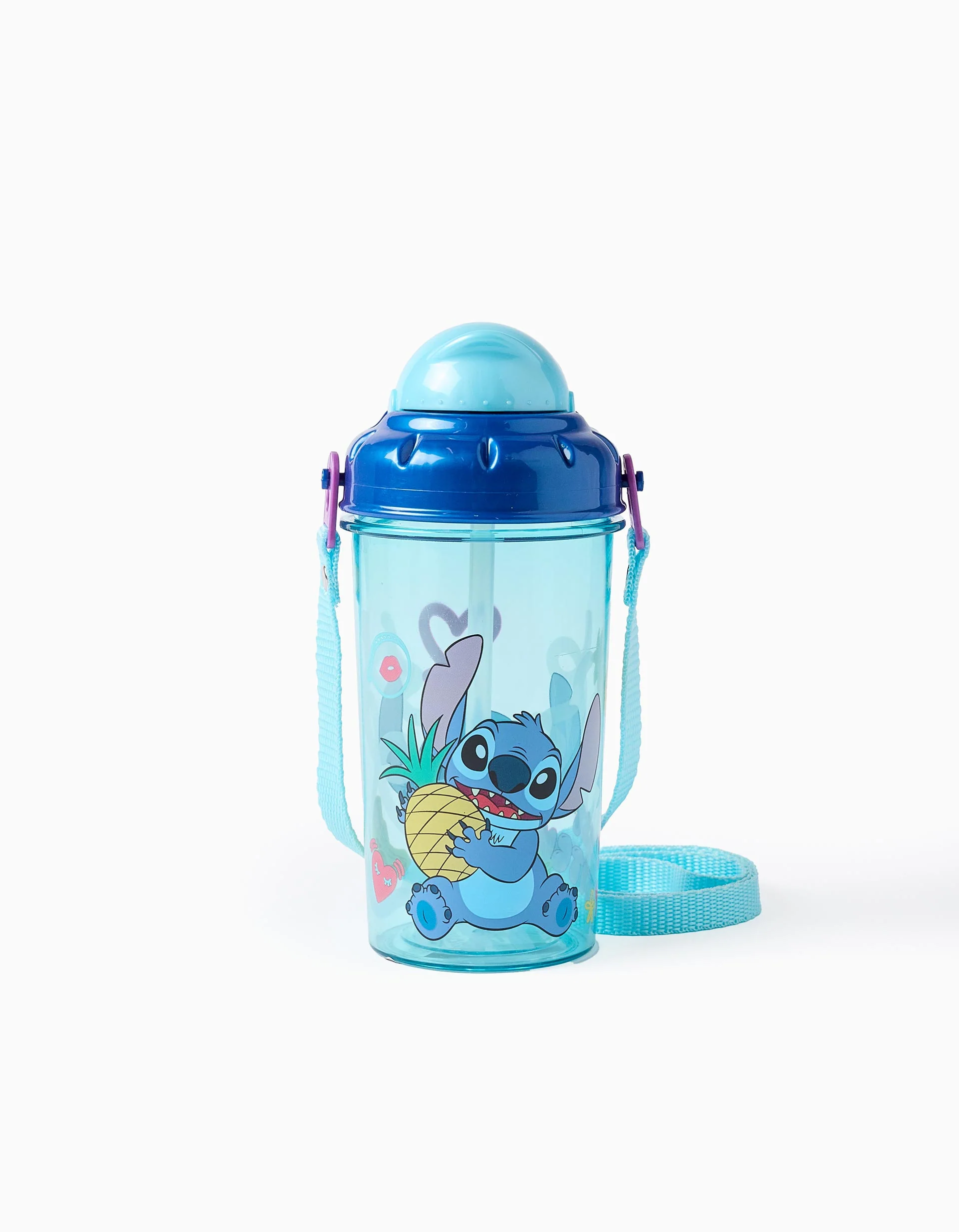 Stitch Water Bottle with Straw for Children, Blue