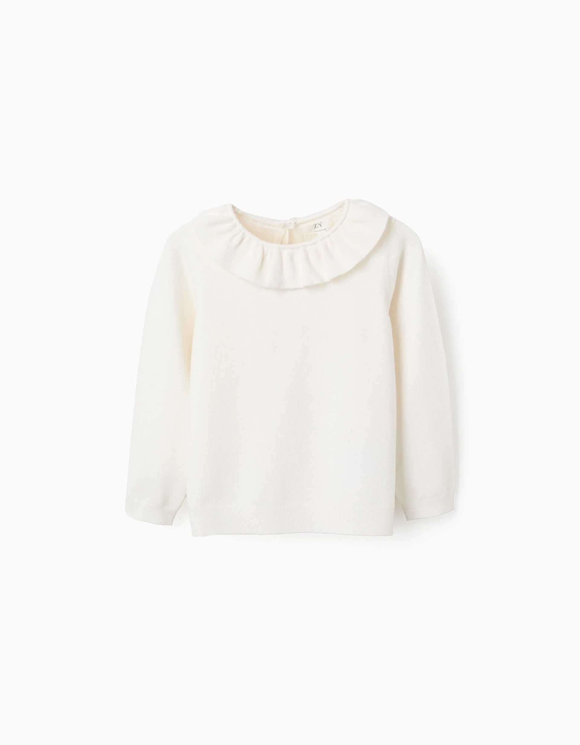 Fine Jumper with Ruffles for Girls, White