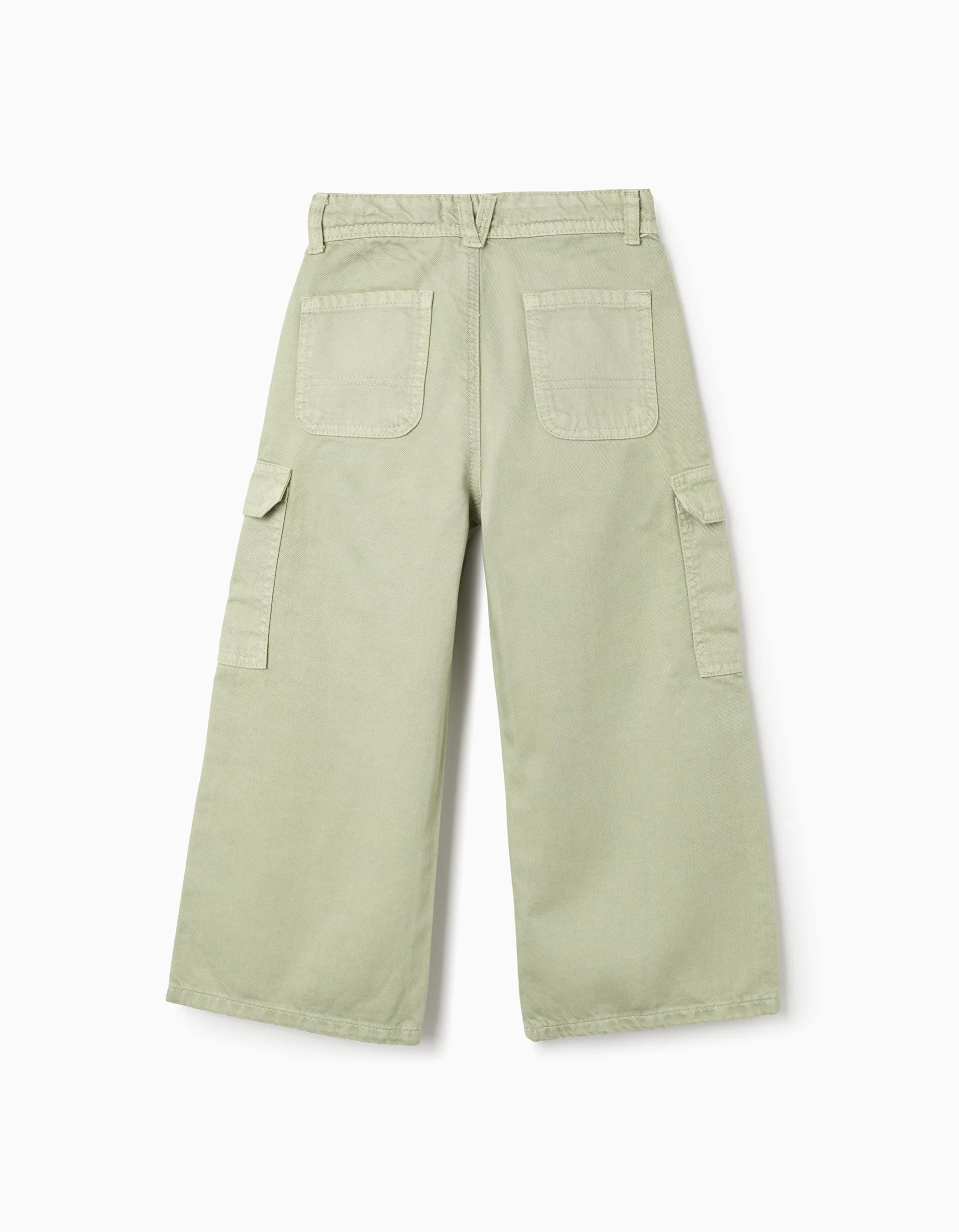 Cargo Twill Trousers for Girls 'Wide Leg', Green