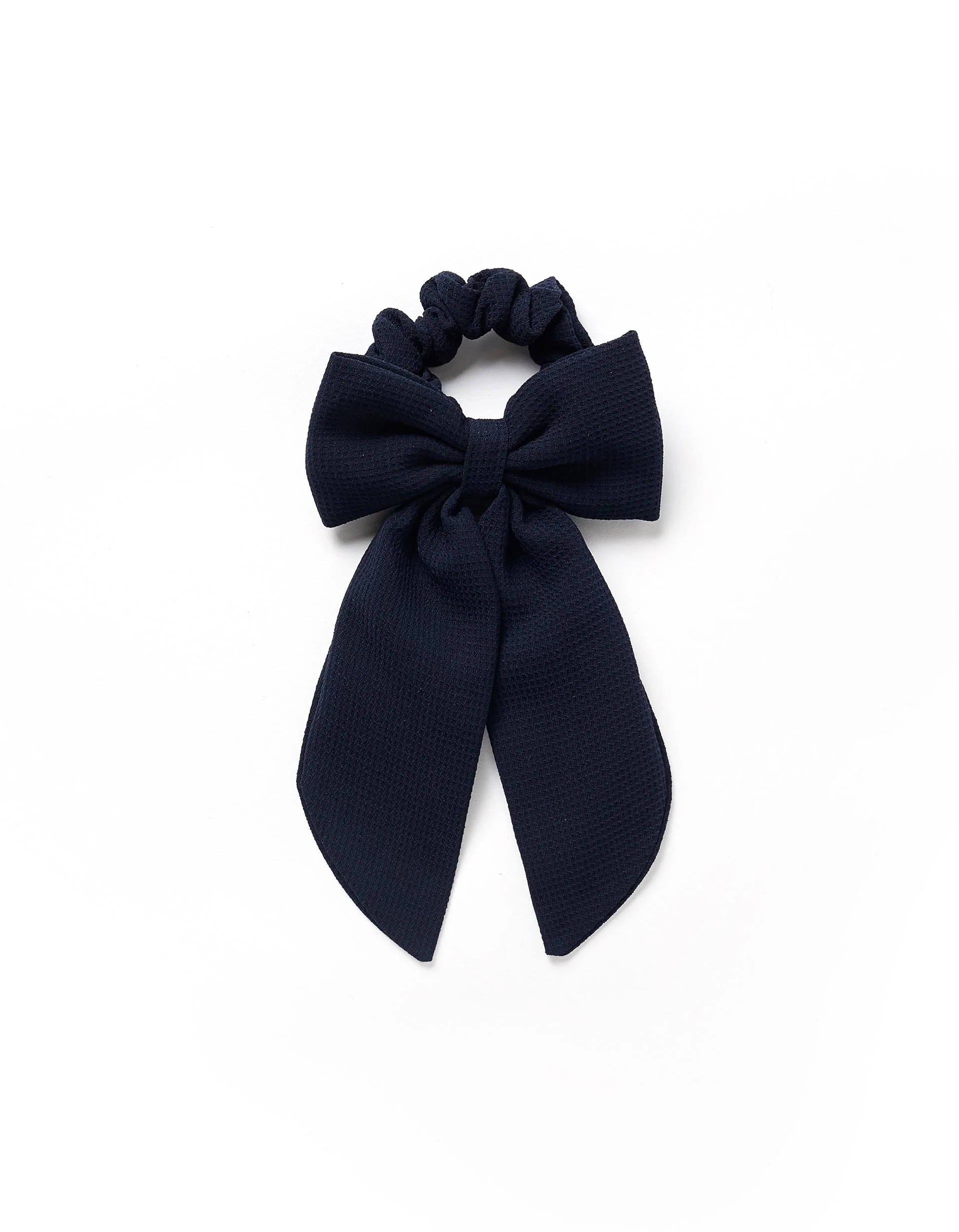 Scrunchie with large bow for babies and for girls, dark blue