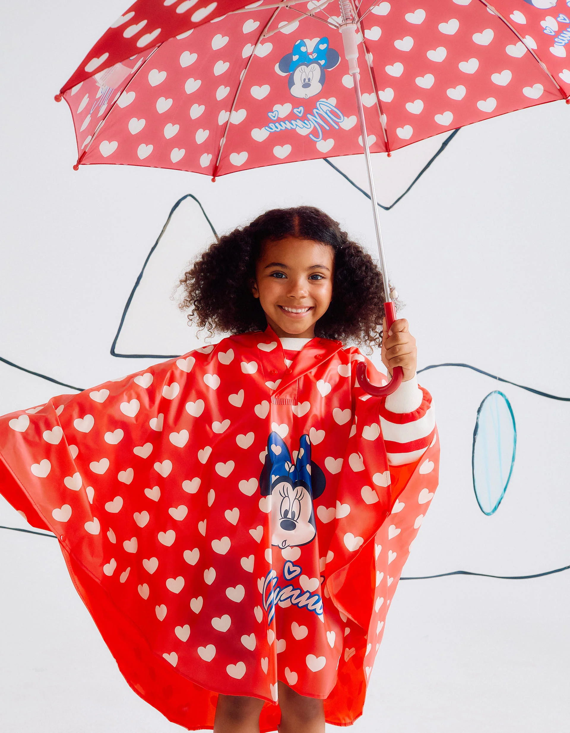 Umbrella with Minnie Design for Girls, Red