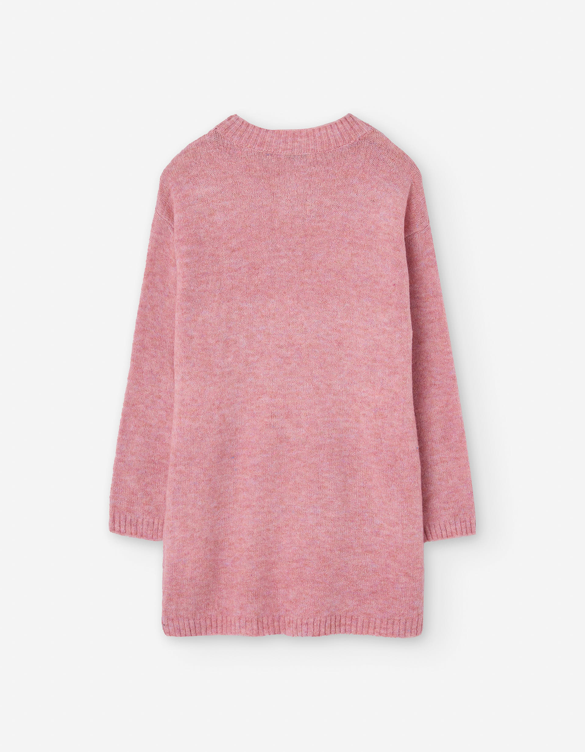 Knitted dress with bunny motif in jacquard for girls, pink/white