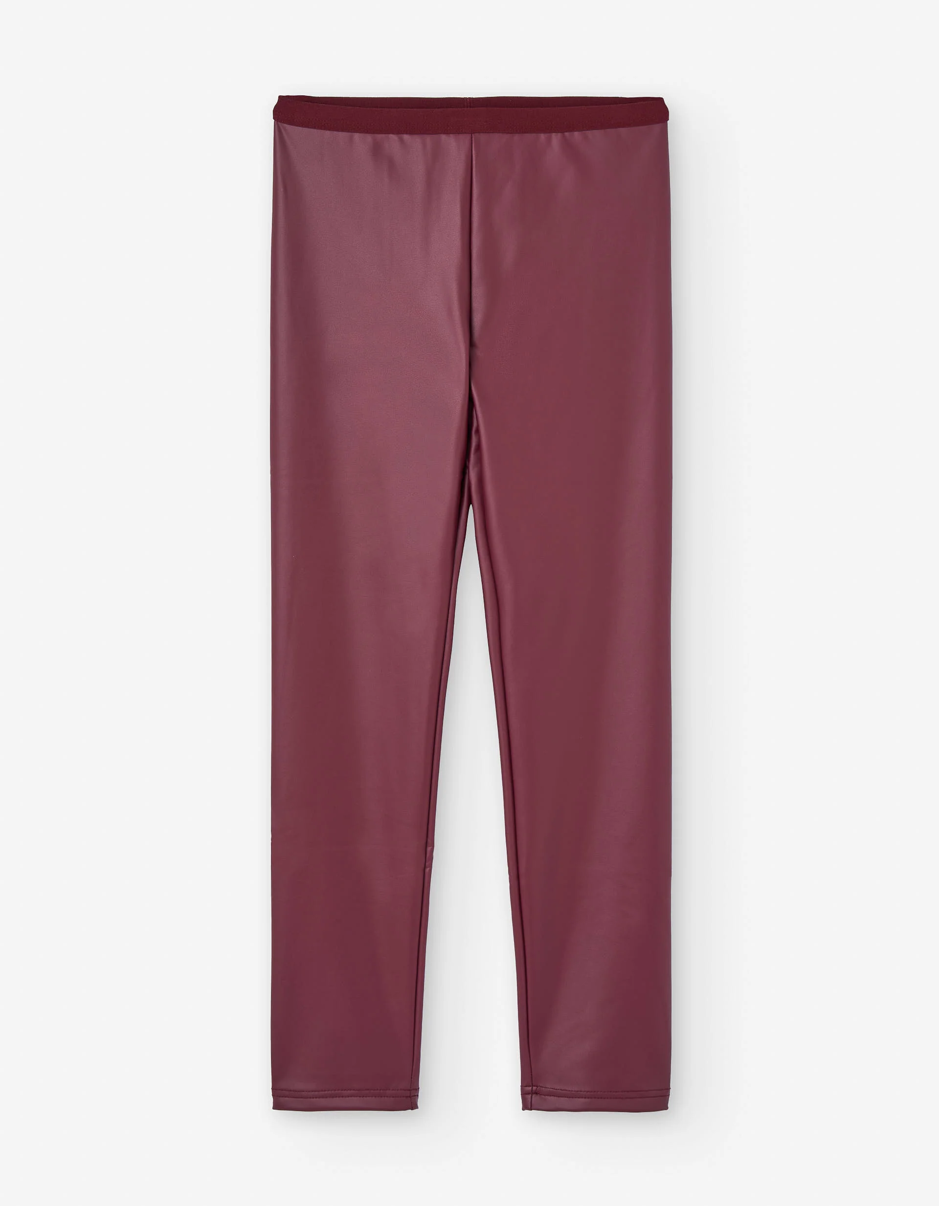 Synthetic leather leggings for girls, dark red