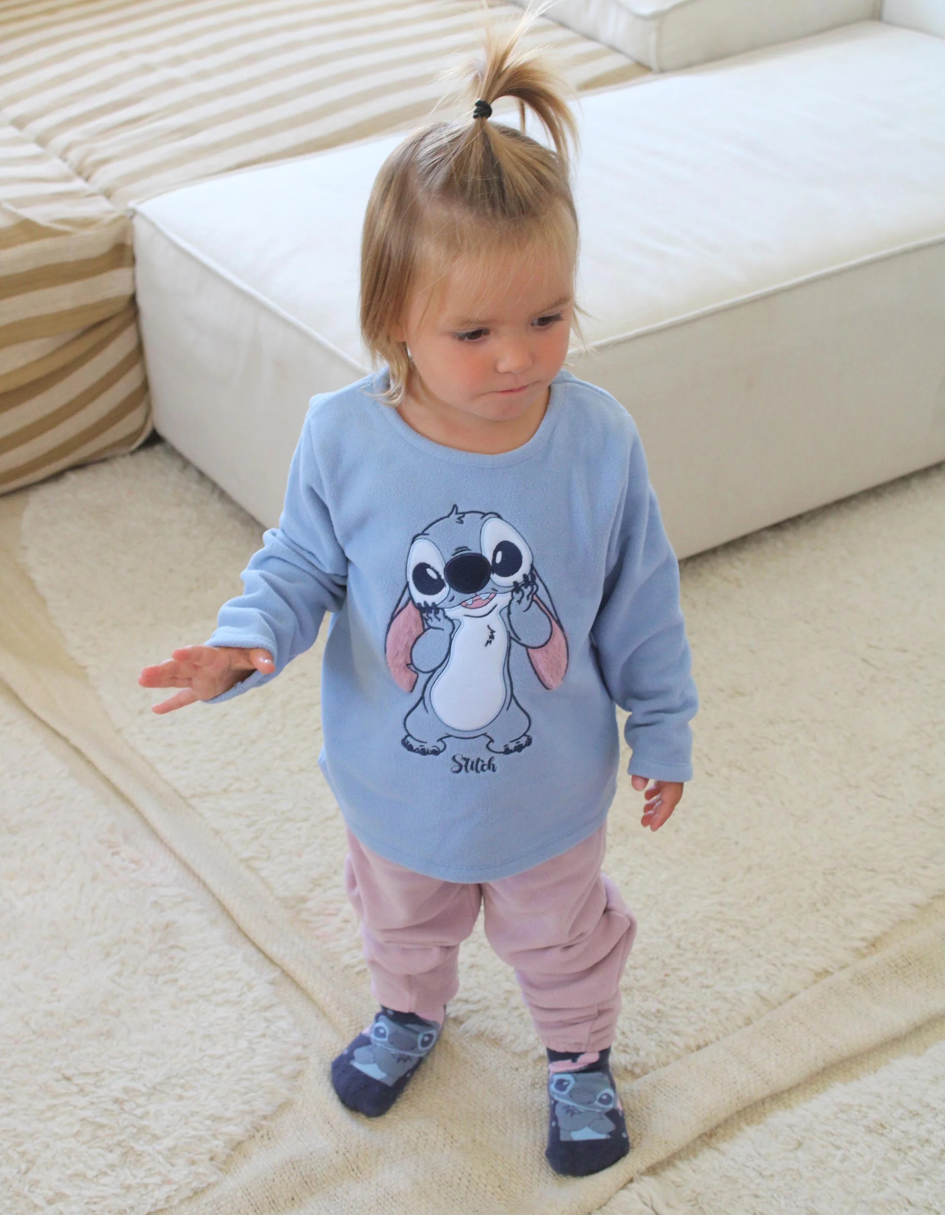 Polar Fleece Pyjamas for Girls 'Stitch', Blue/Pink