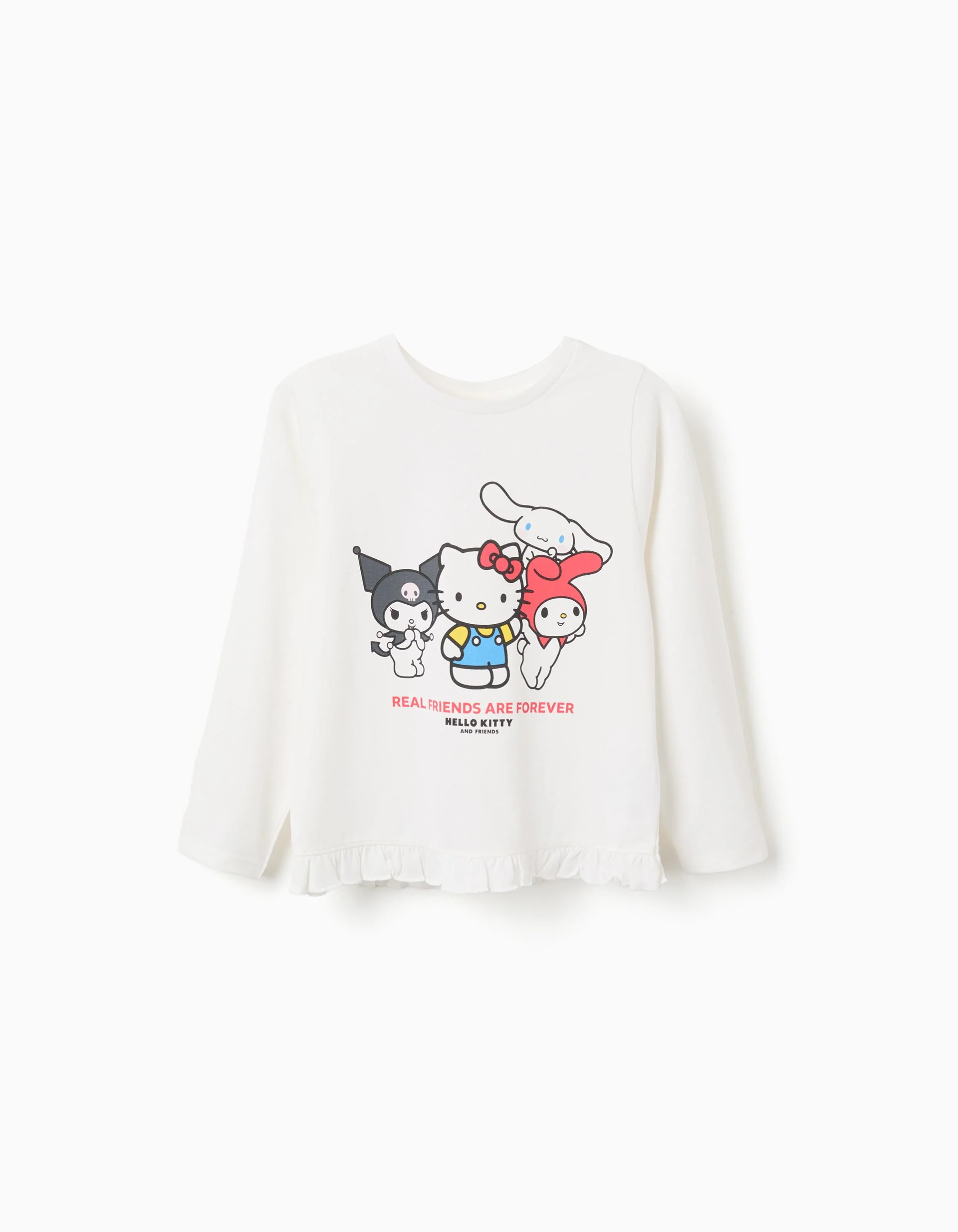 Long sleeve T-shirt with Hello Kitty and Friends print for girls, white