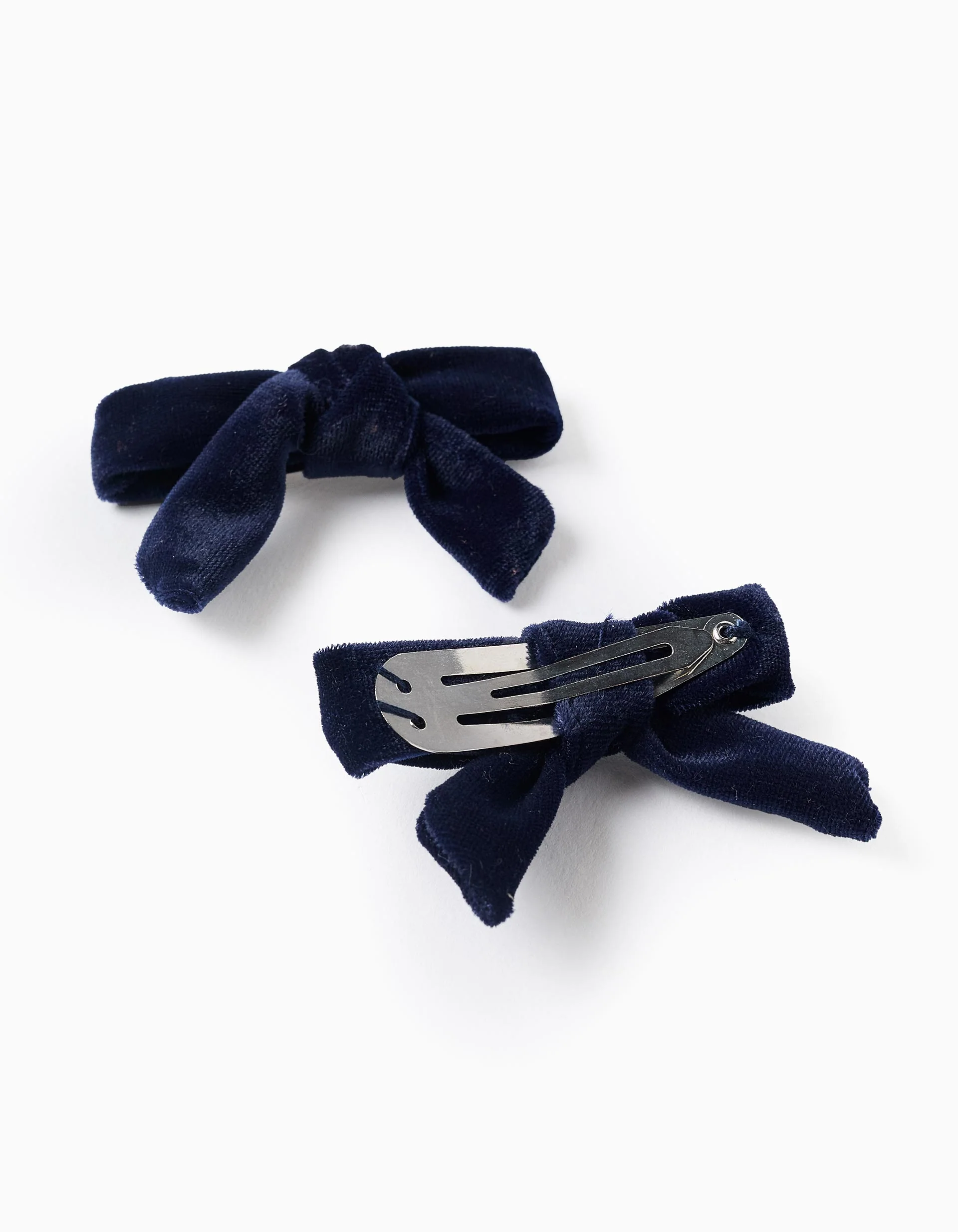 Pack of 2 Velour Hair Clips for Babies and Girls, Dark Blue