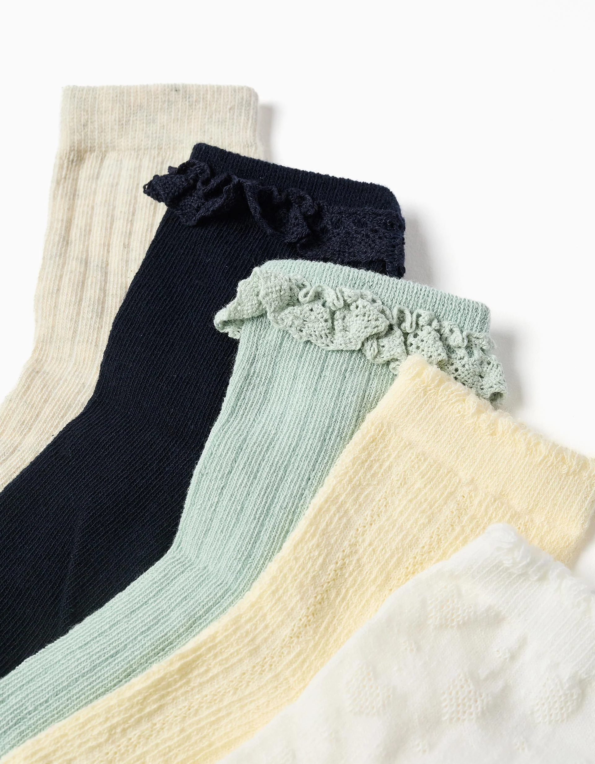 Pack of 5 pairs of mixed socks for girls, multicolour