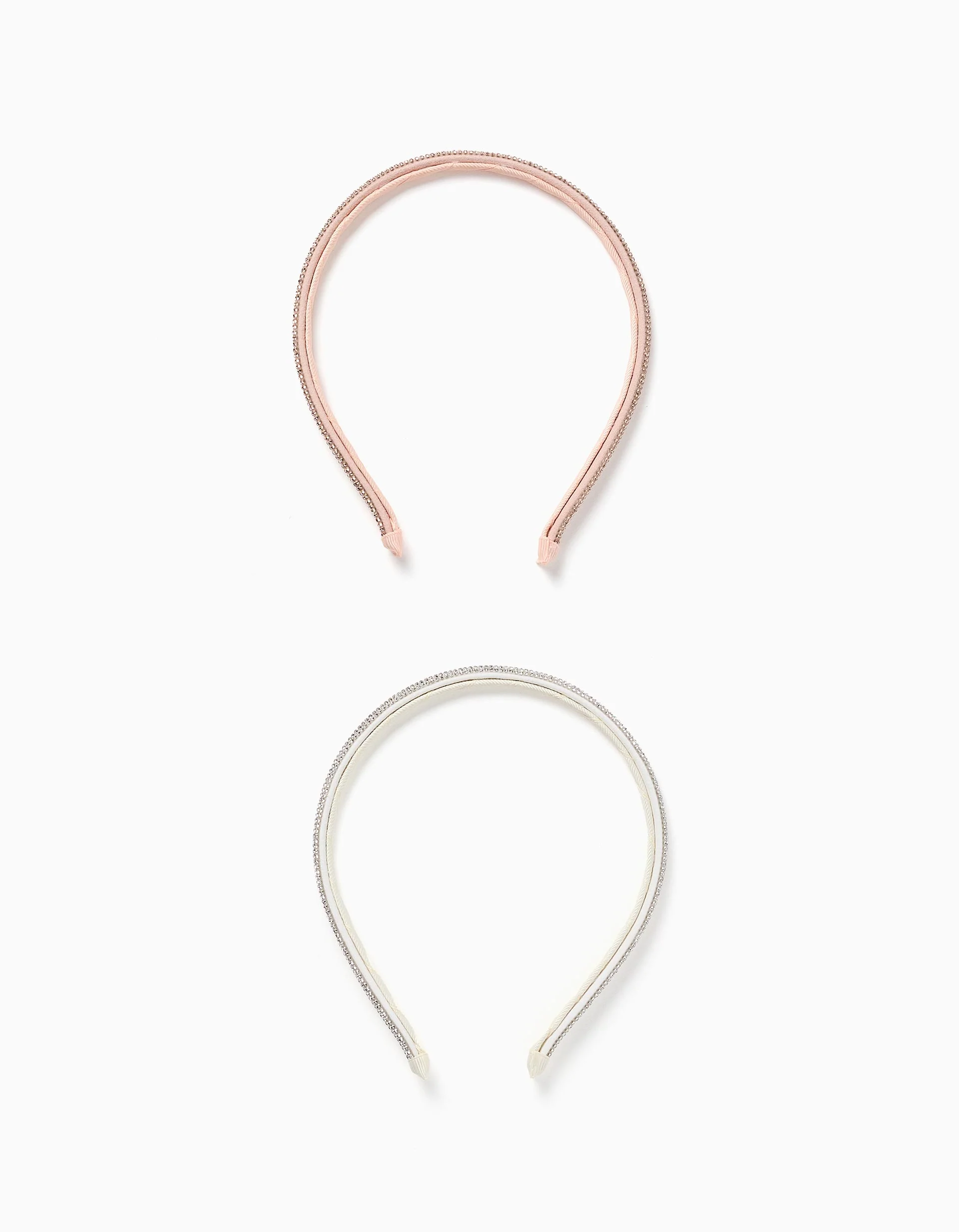 Pack of 2 Alice bands with rhinestones for girls, rose gold/silver
