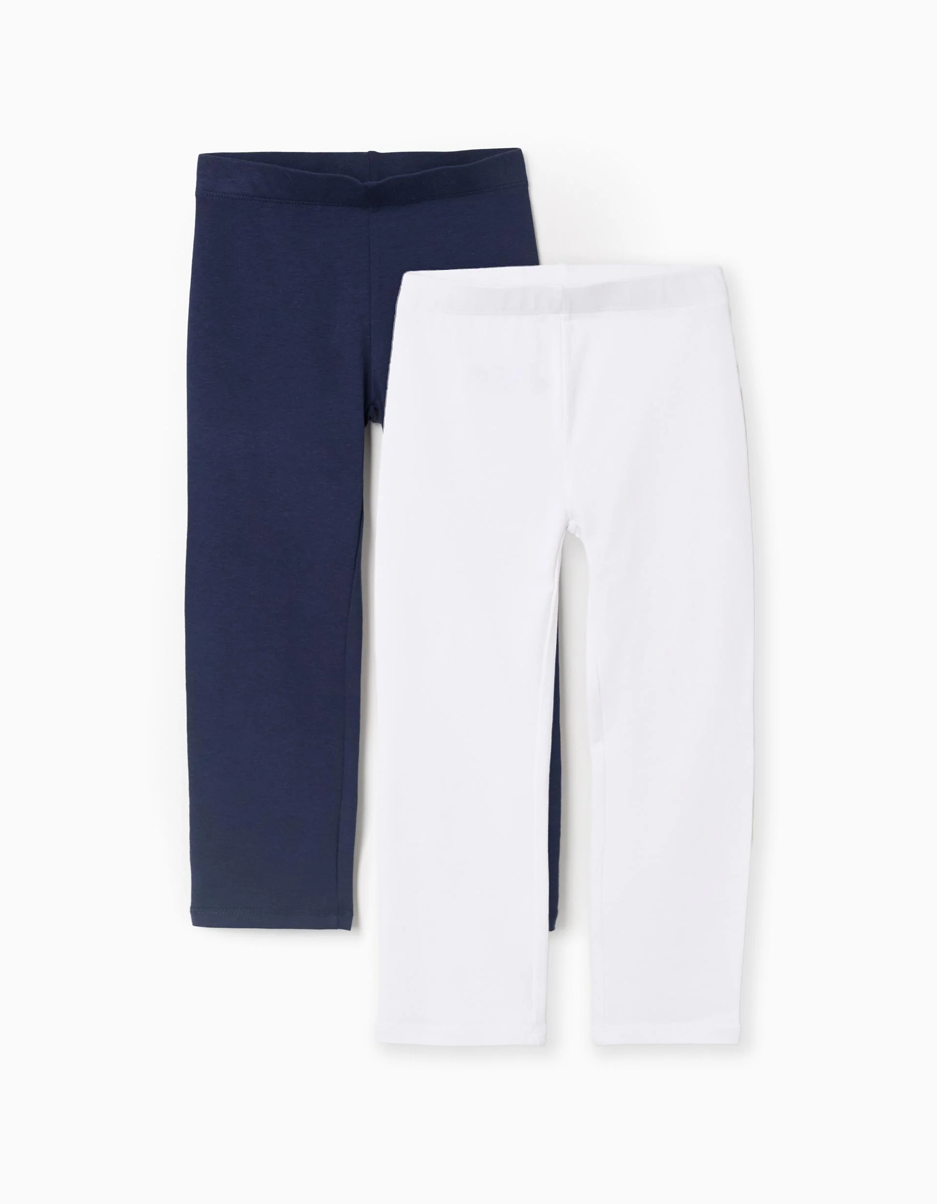 Pack of 2 pairs of leggings with for girls, white/dark blue