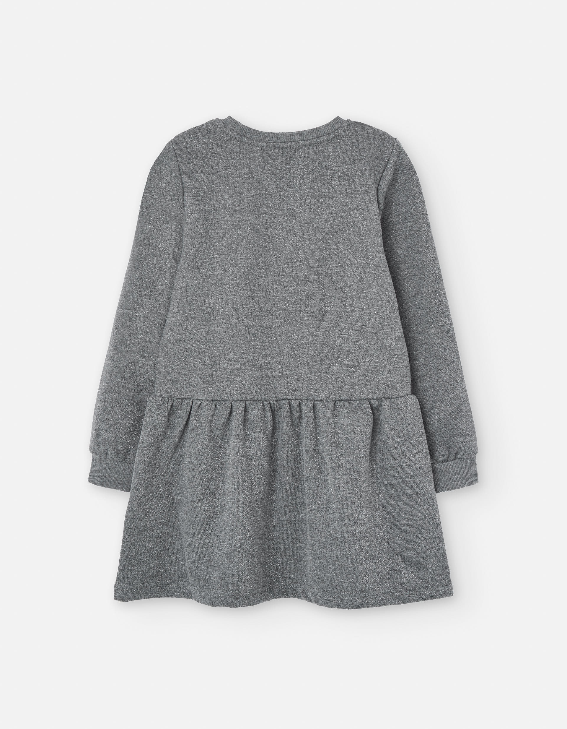 Brushed long sleeve dress with sequined star for girls, grey