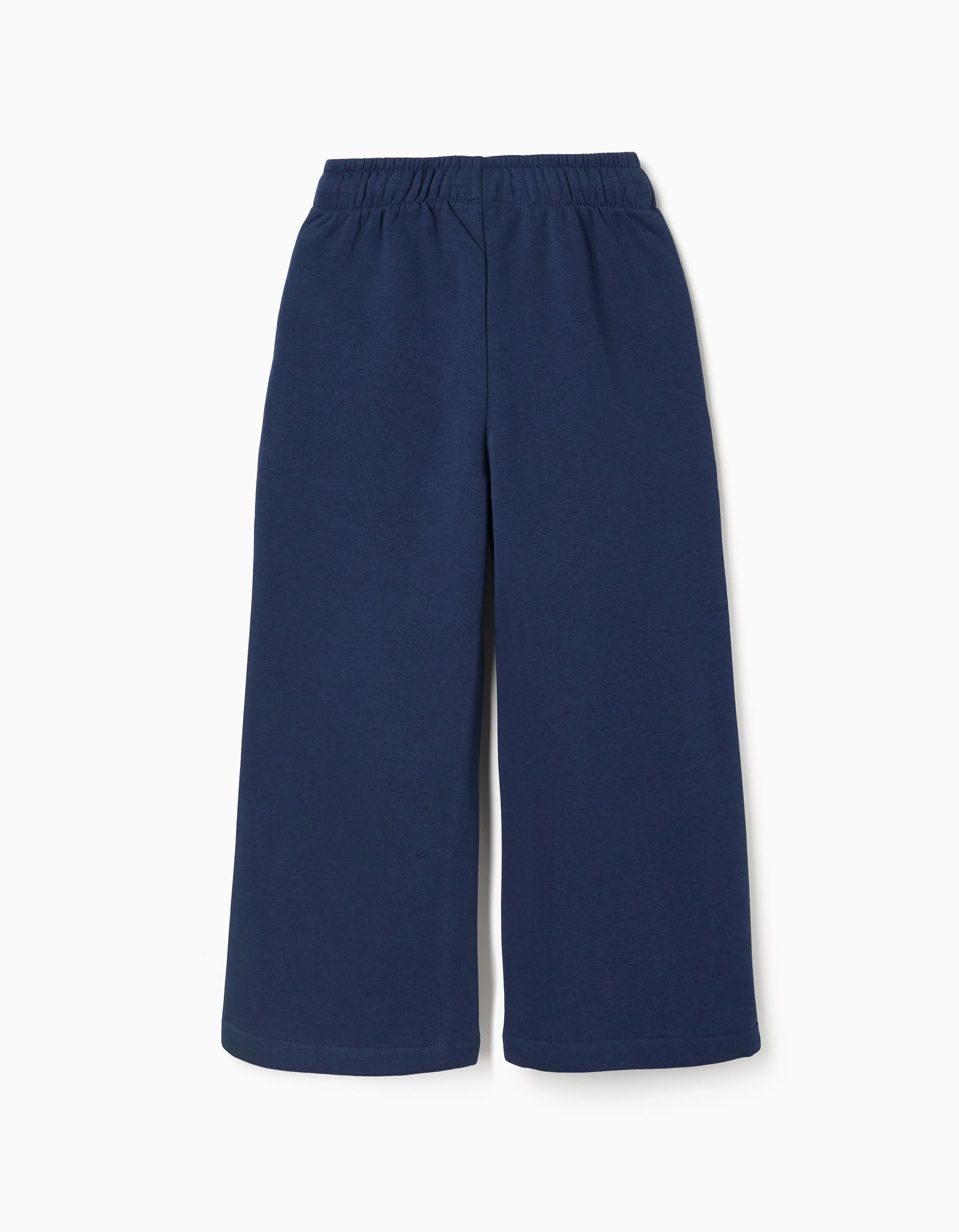Brushed wide leg trousers with drawstring for girls, dark blue