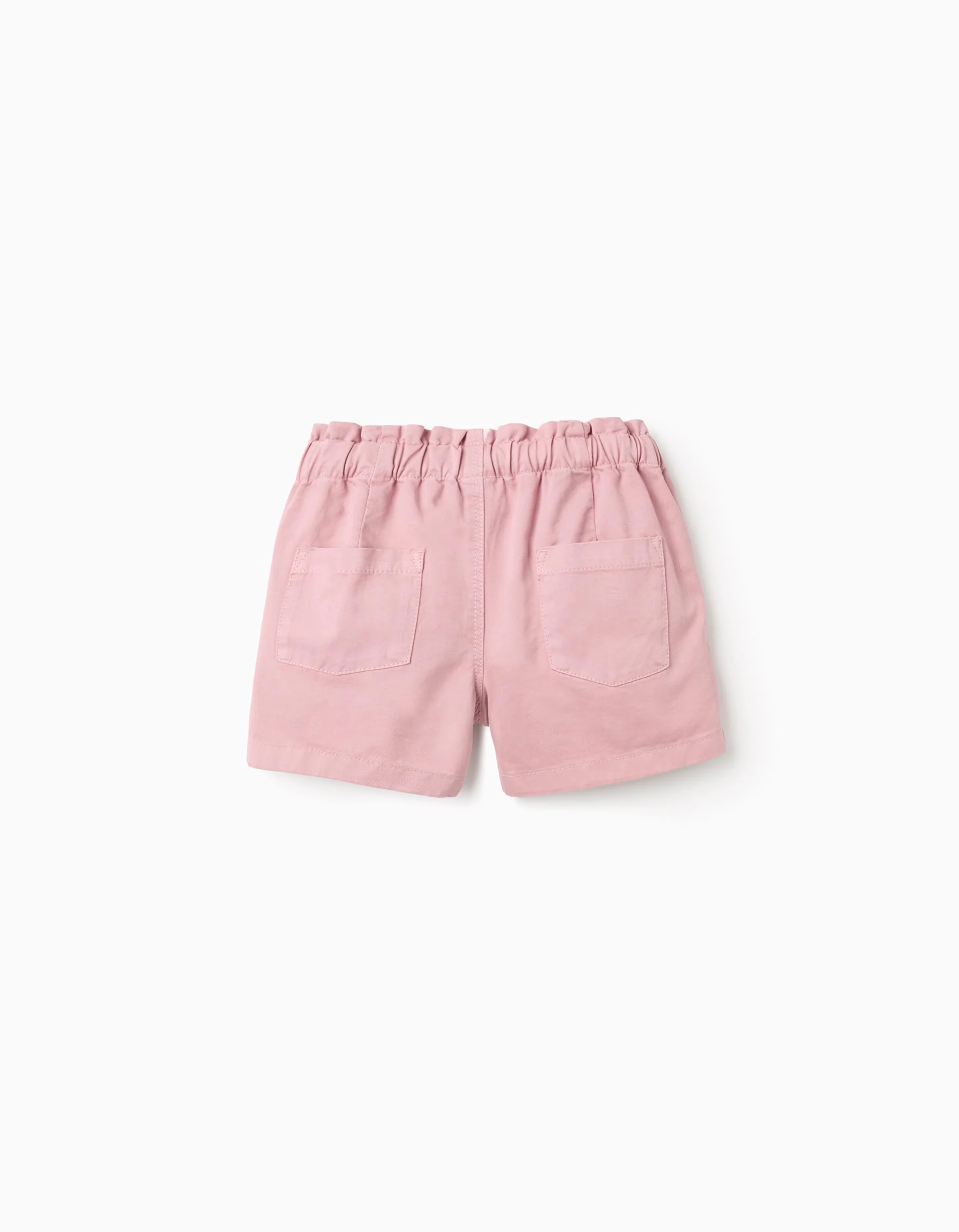 Twill Paperbag Shorts for Girls, Pink