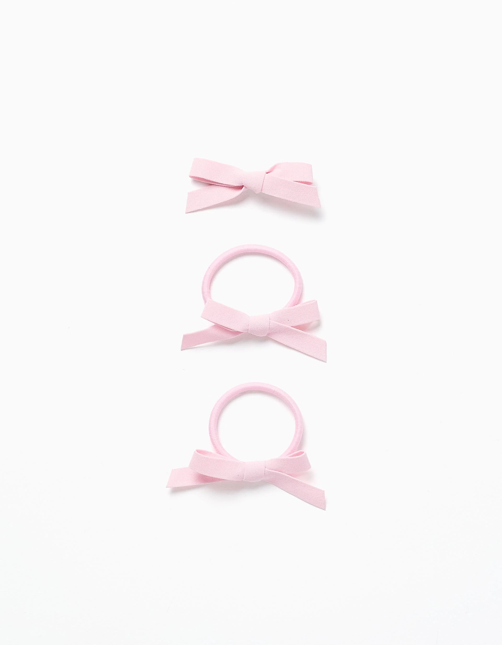 Pack Hair Clip + 2 Hair Bobbles with Bows for Babies and Girls, Pink