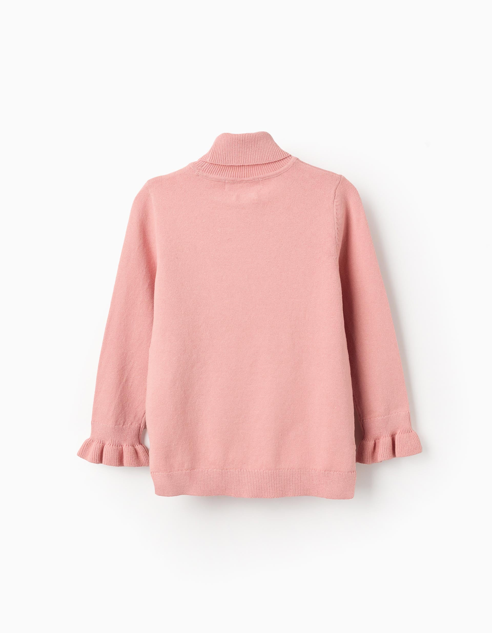 Fine Knit Jumper with High Neck for Girls, Pink