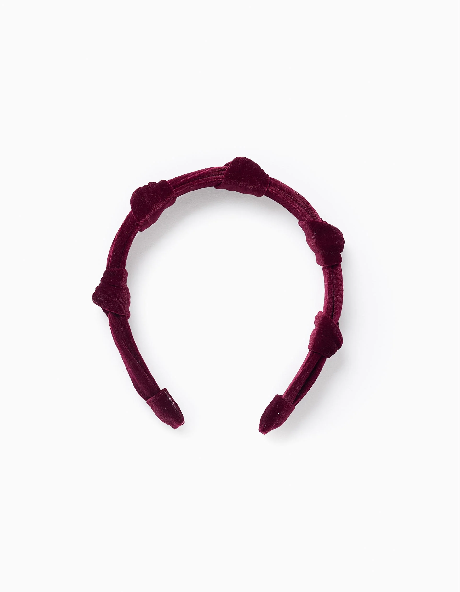 Knotted Velour Headband for Babies and Girls, Burgundy