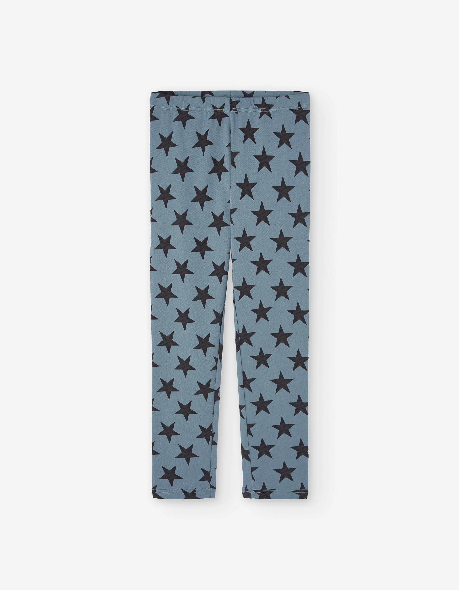Cotton leggings with star pattern for girls, blue/black