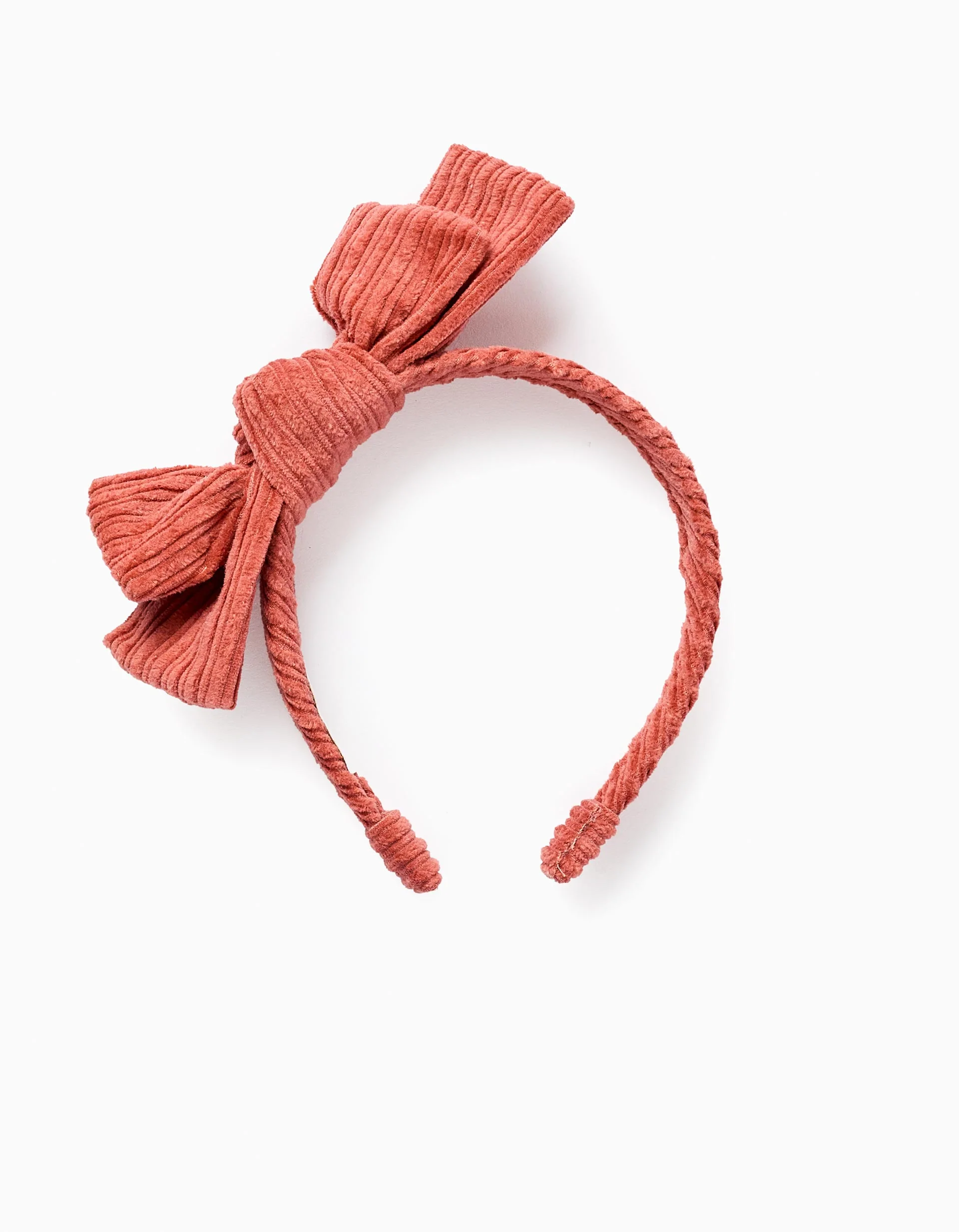 Headband with Corduroy Bow for Babies and Girls, Terracotta