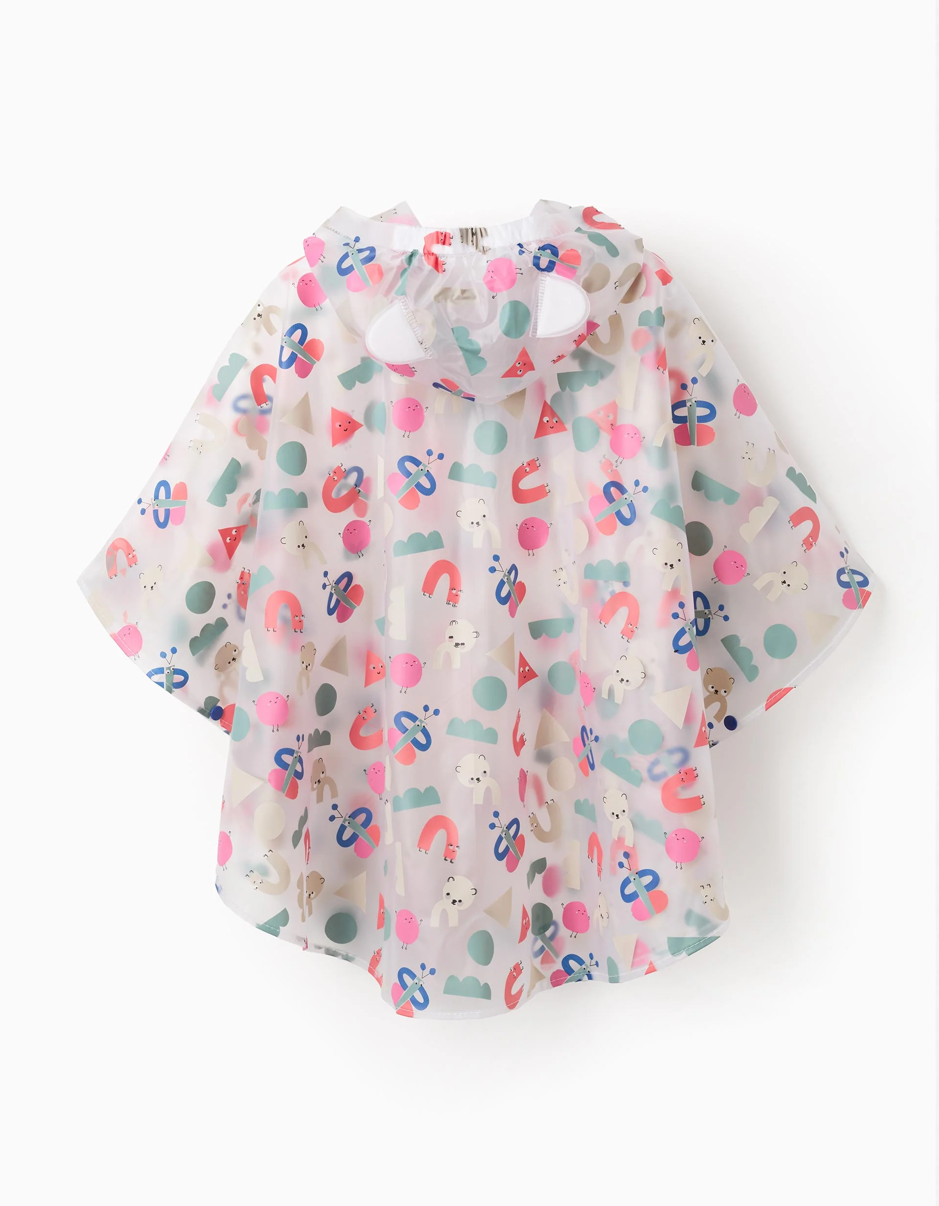 Waterproof Hooded Poncho for Baby Girls 'Shapes', Transparent