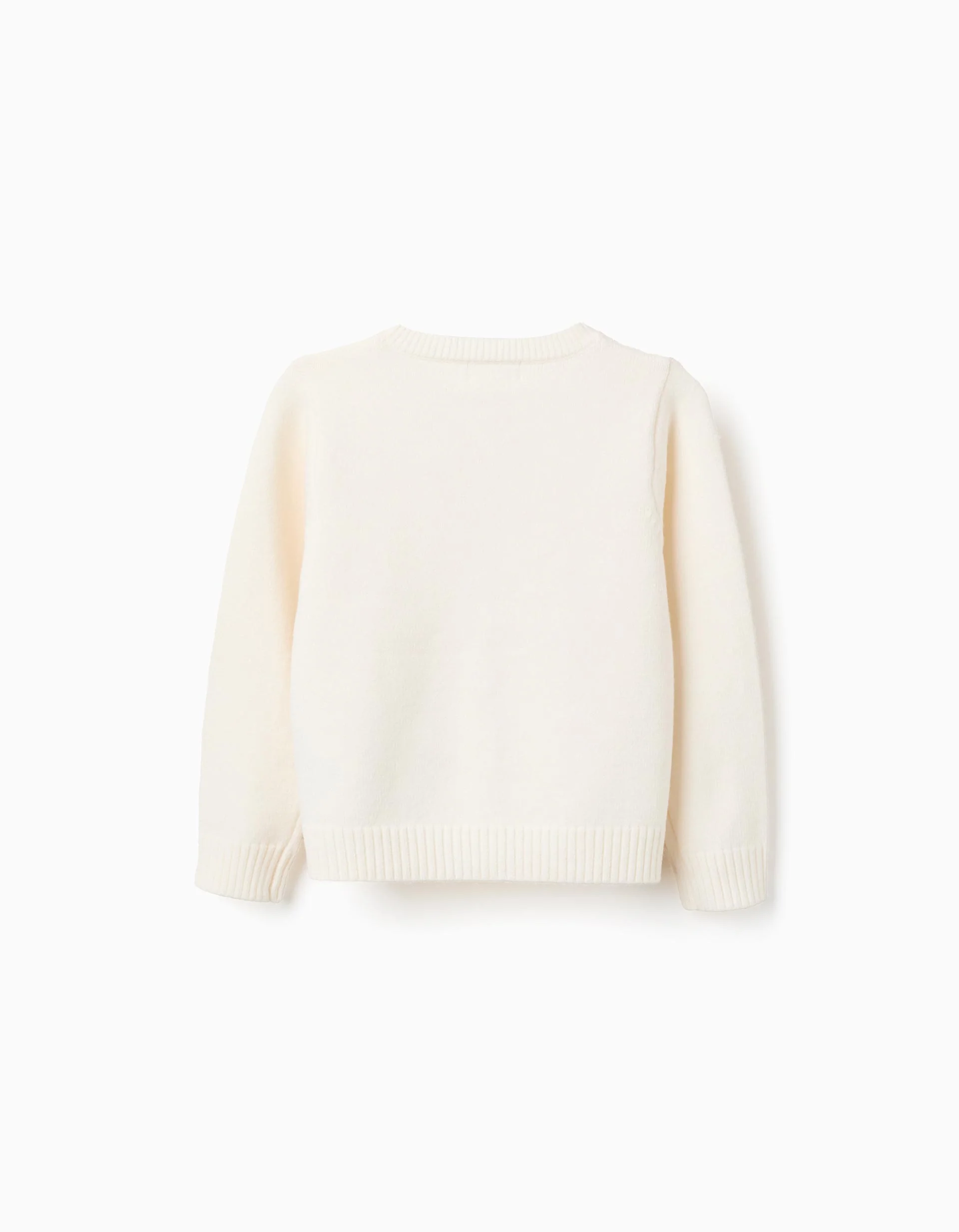 Knitted cardigan with round collar for girls, white
