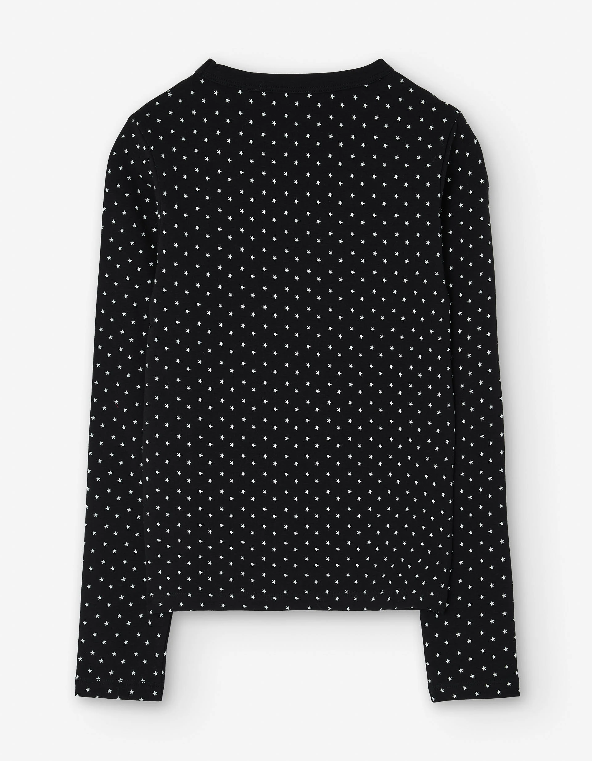 Long sleeve cotton T-shirt with star pattern for girls, black