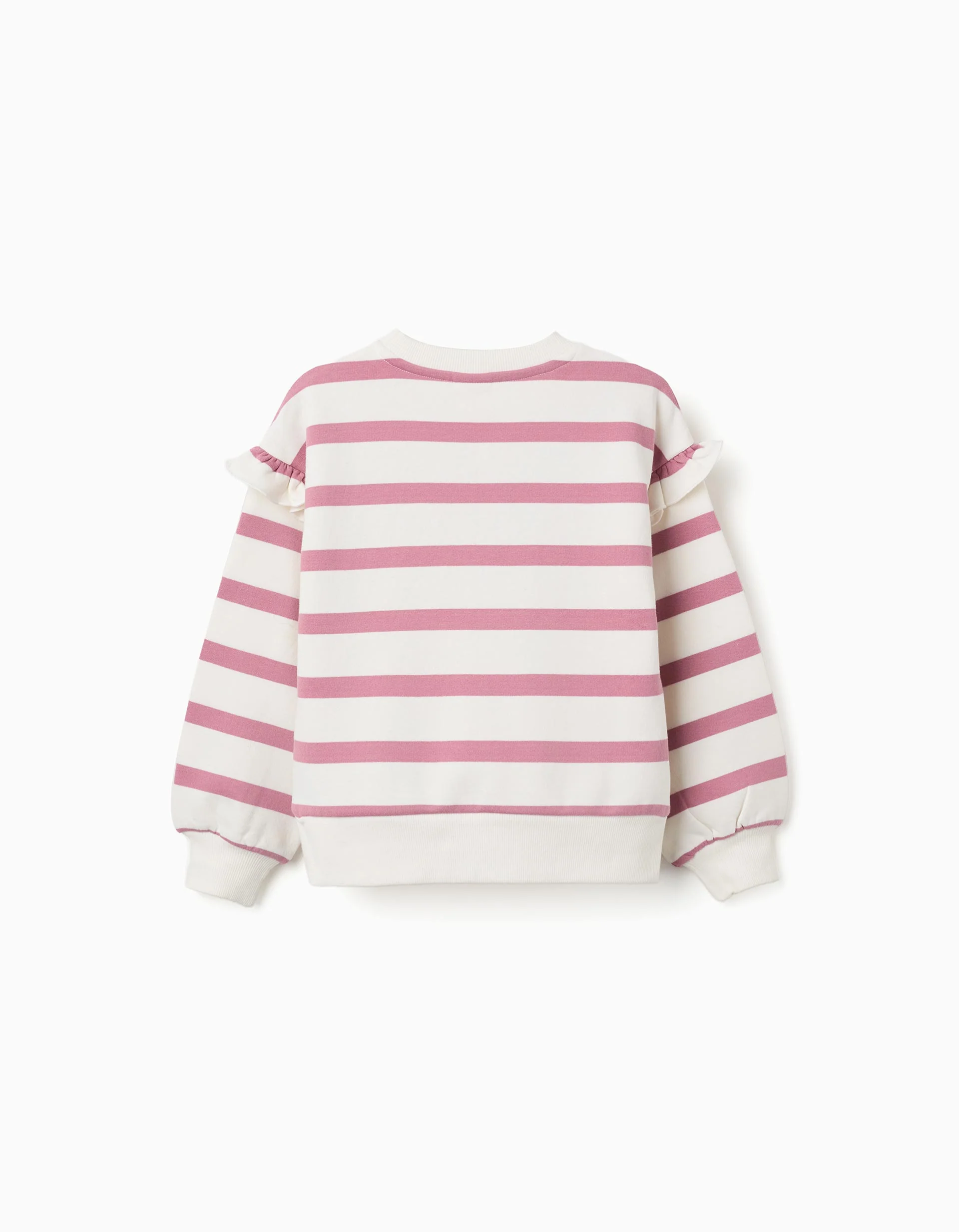 Brushed sweatshirt with stripes and Stitch print for girls, pink/white