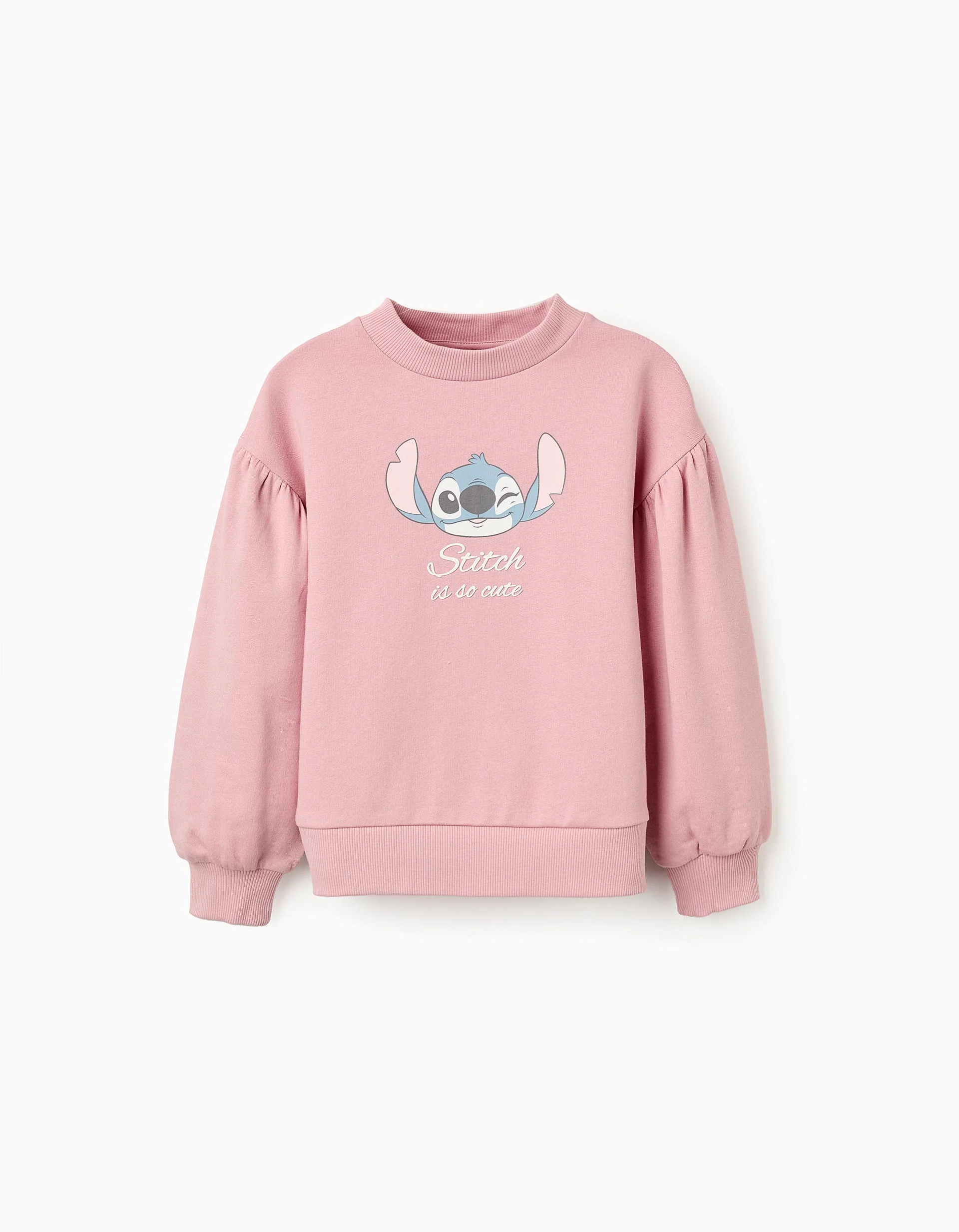 Cotton Sweatshirt with Stitch Print for Girls, Pink