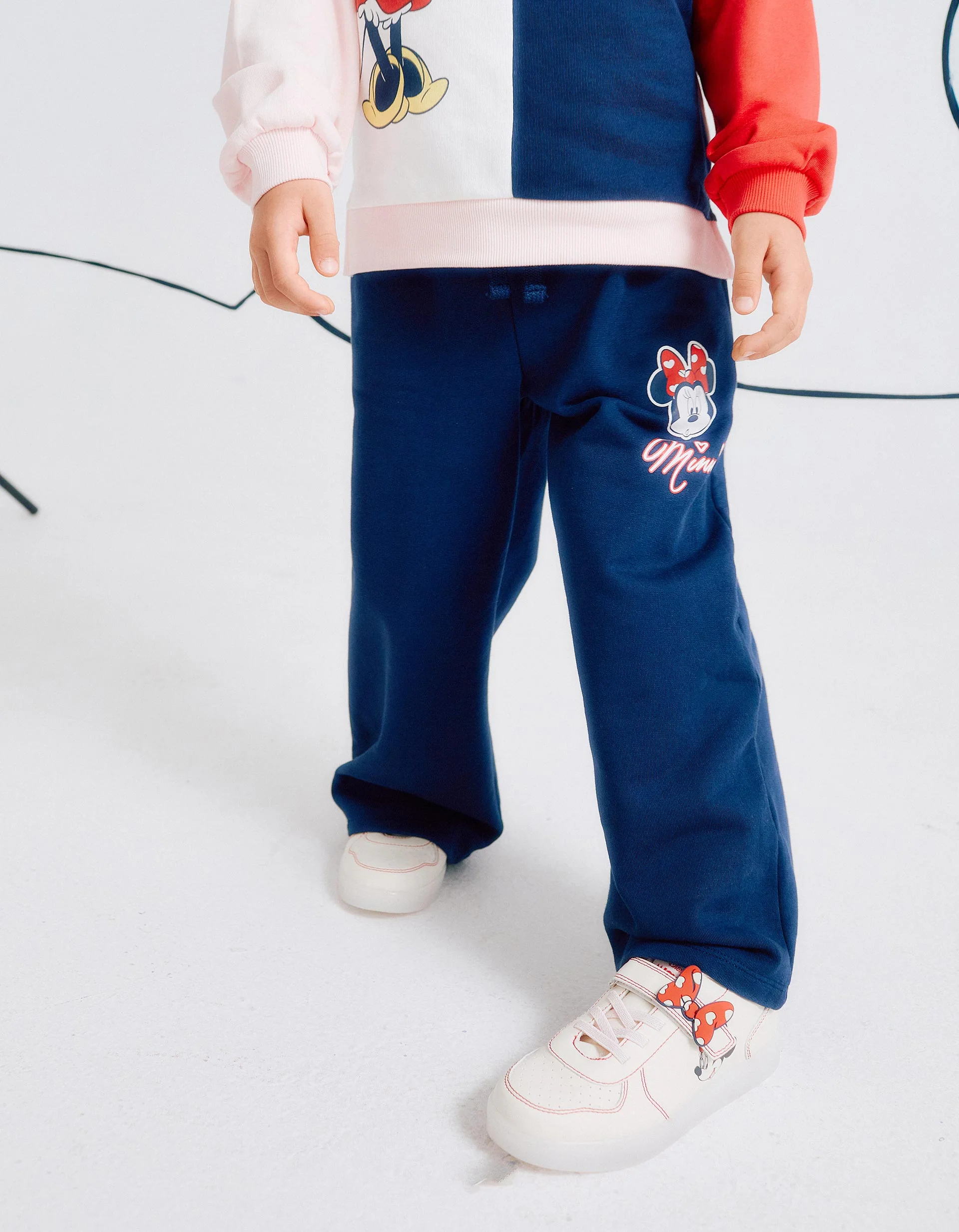 Wide Leg Cotton Joggers Trousers for Girls 'Minnie', Dark Blue