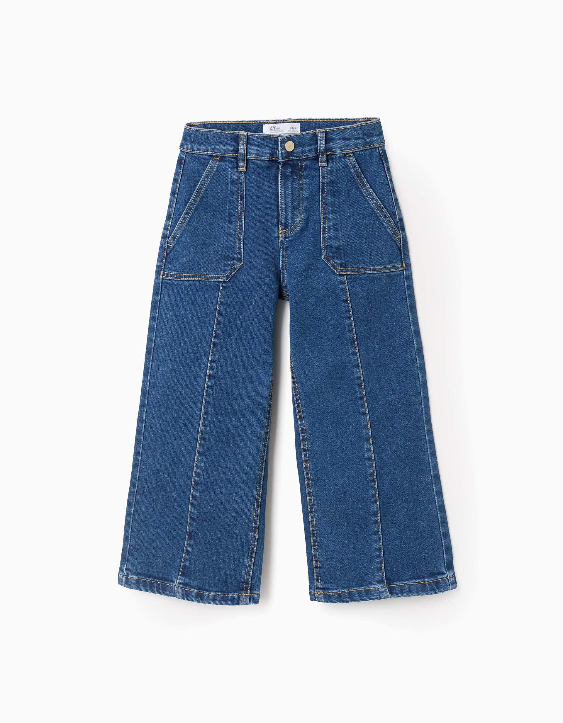 Jeans with Raised Seams for Girls 'Wide Leg', Blue