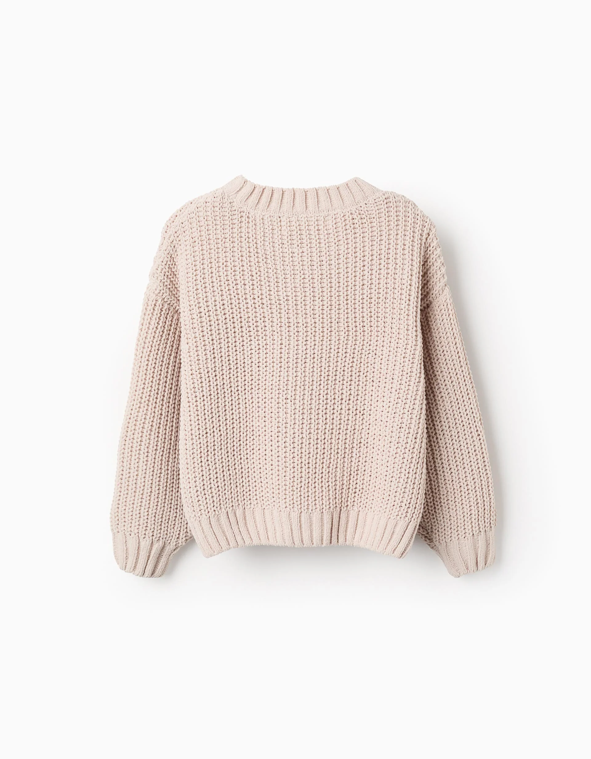 Chenille Knit Jumper for Girls, Beige