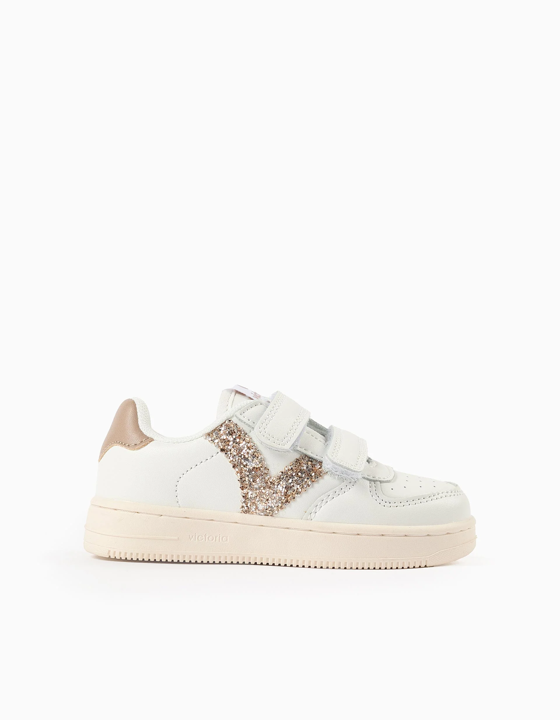Sneakers with Glitter for Girls 'Victoria Tiempo', White/Gold