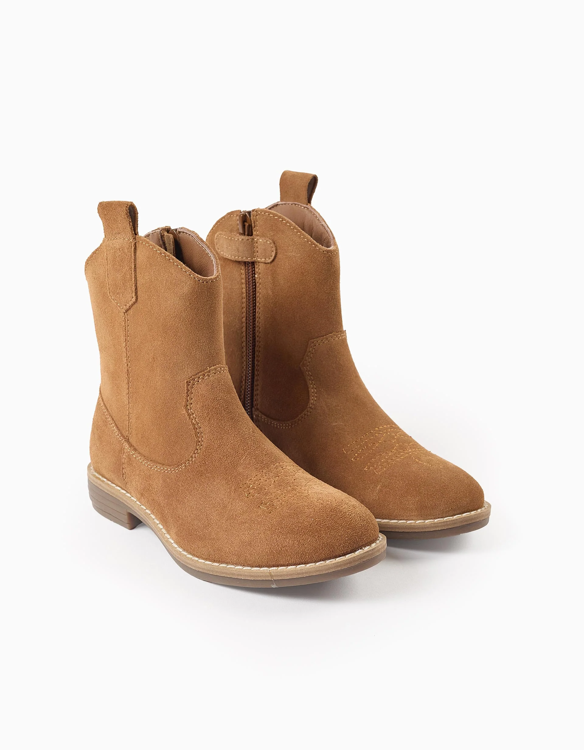 Suede Cowboy Boots for Girls, Camel