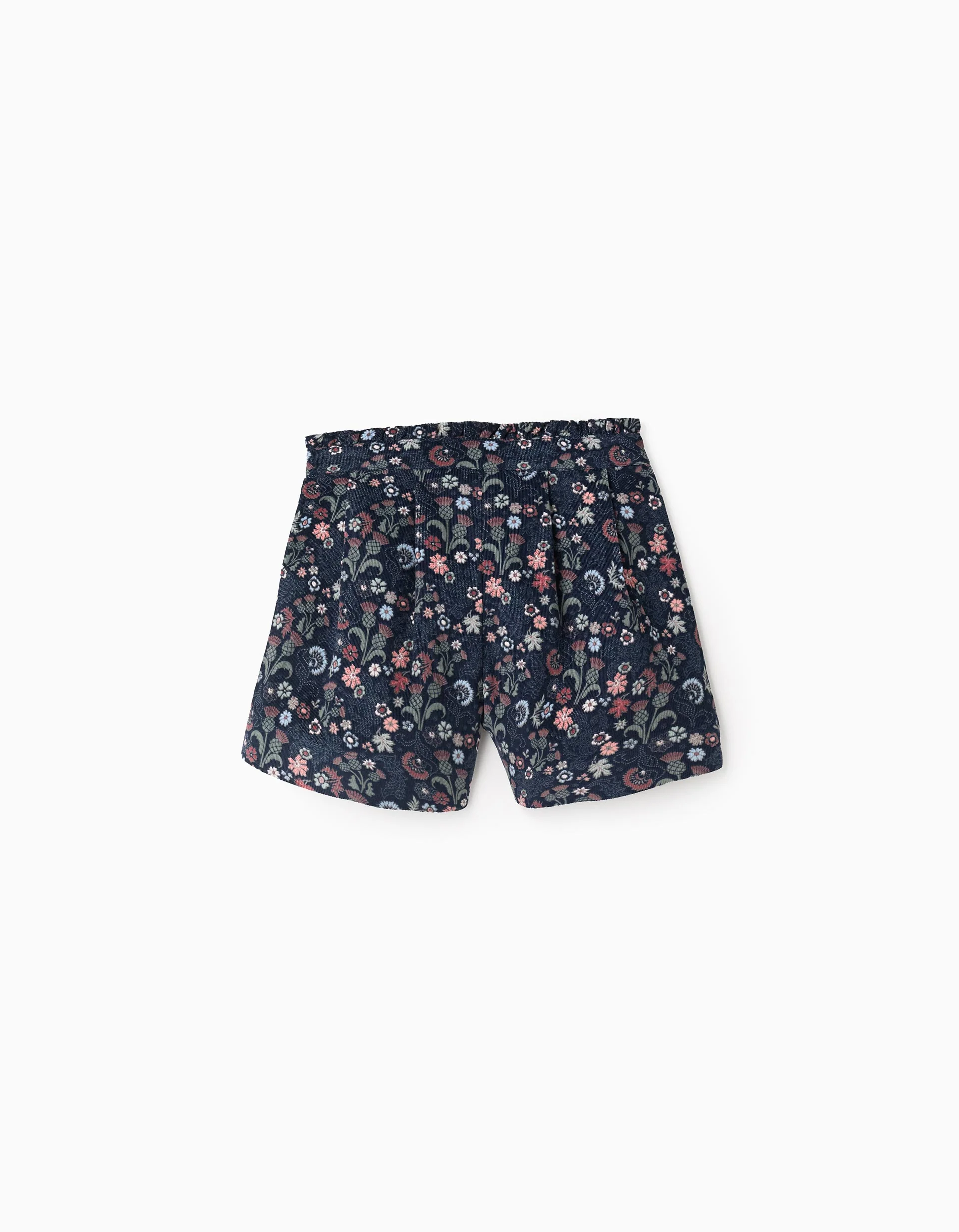Corduroy Floral Shorts for Girls, Dark Blue
