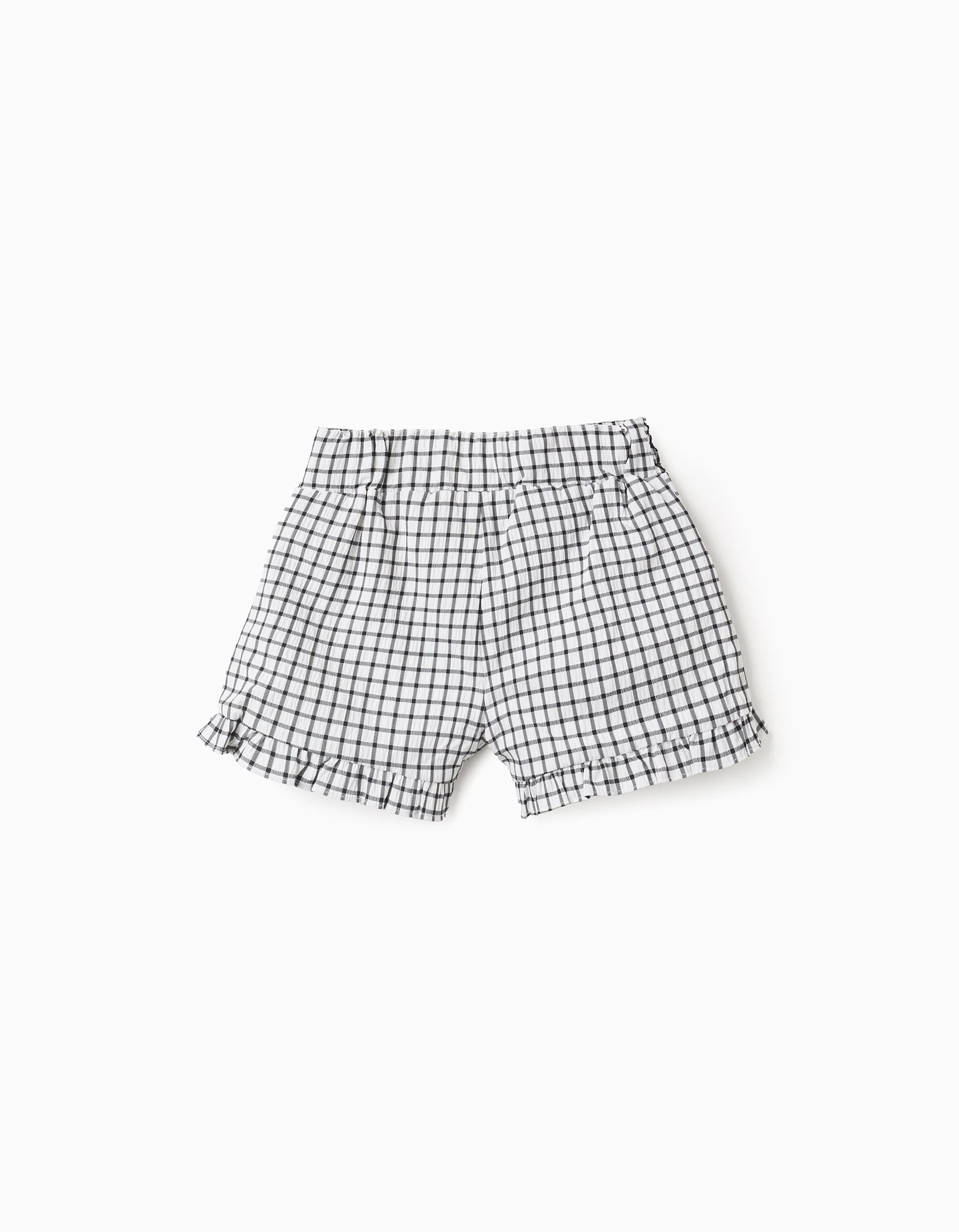 Vichy Pattern Shorts for Girls, white/grey