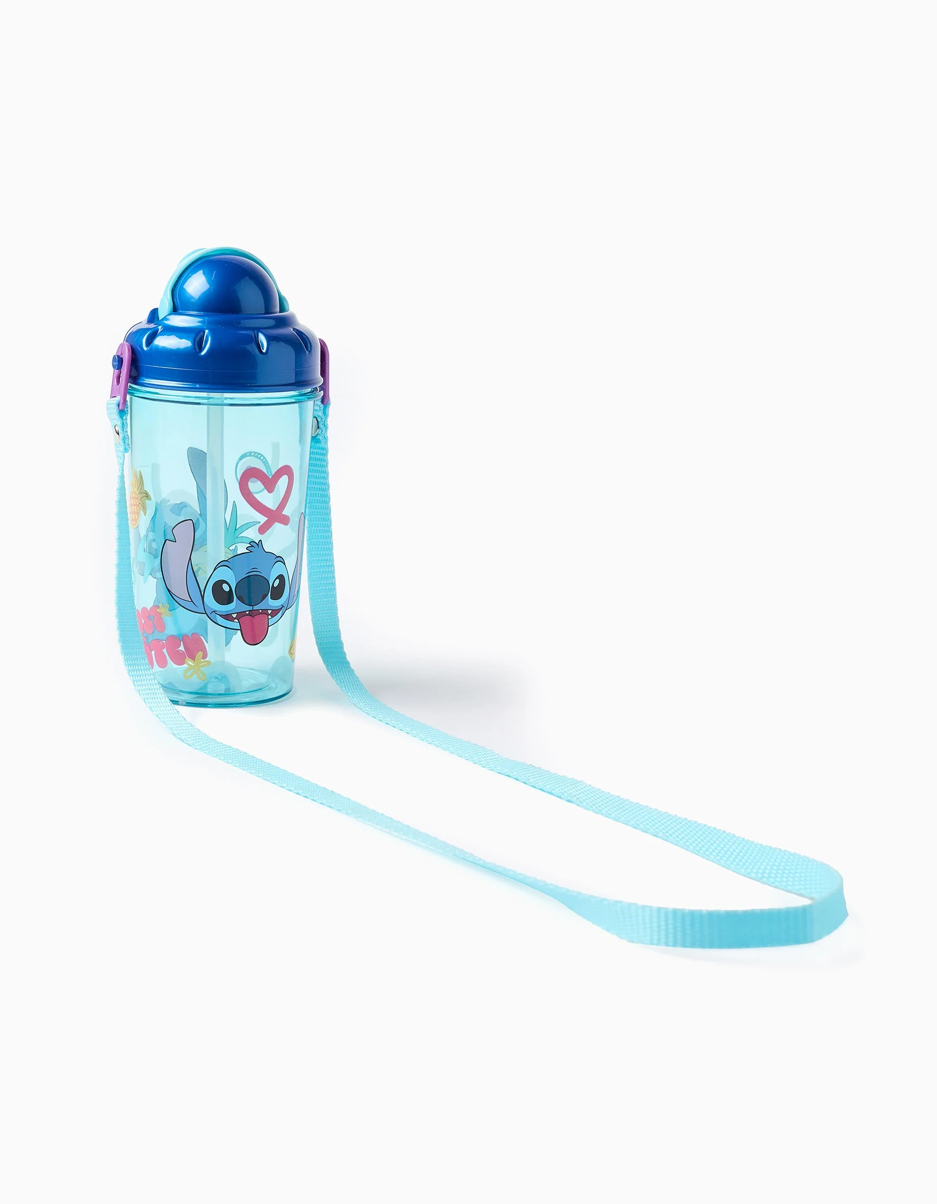 Stitch Water Bottle with Straw for Children, Blue