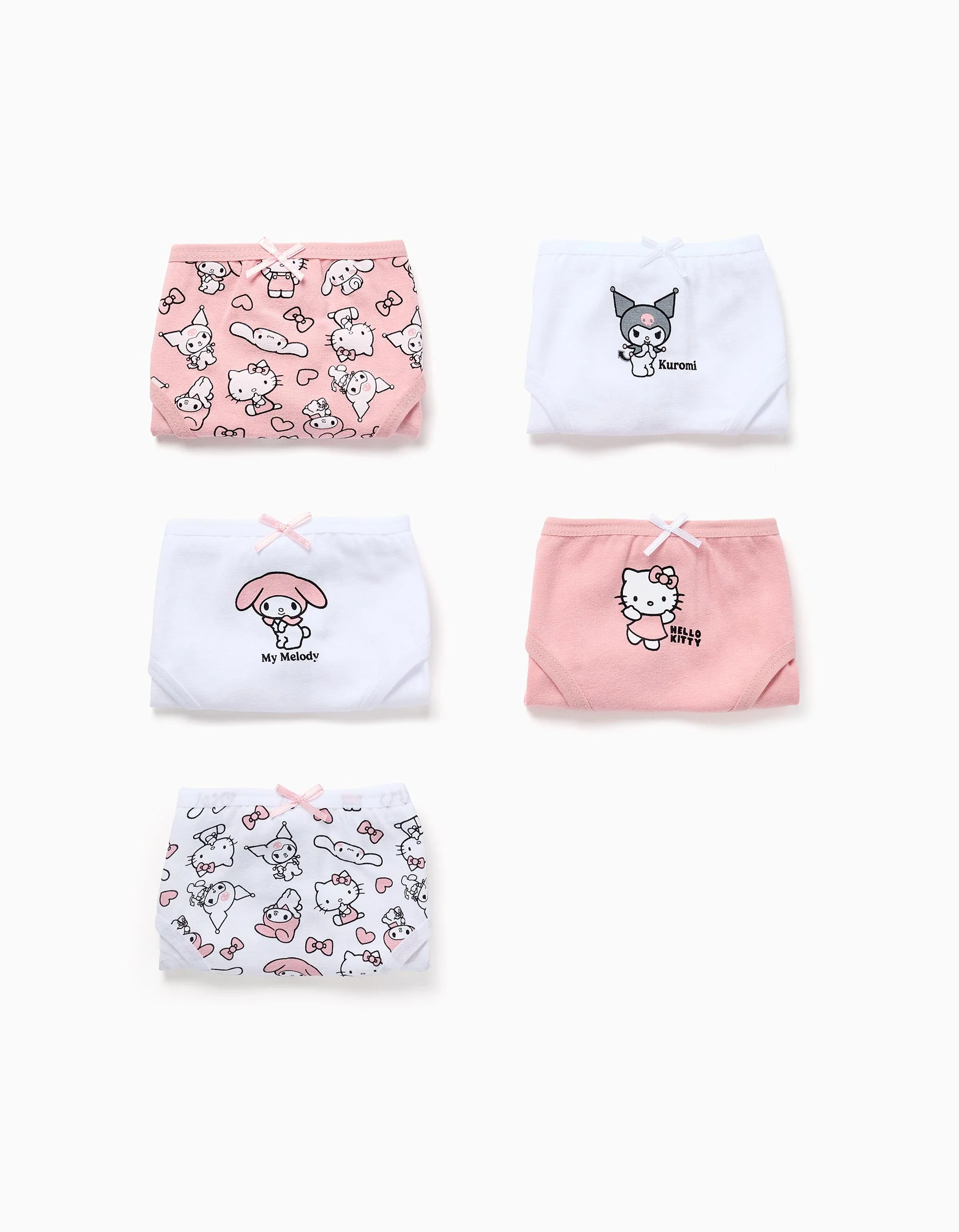 Pack of 5 cotton briefs Hello Kitty & Friends for girls, pink/white