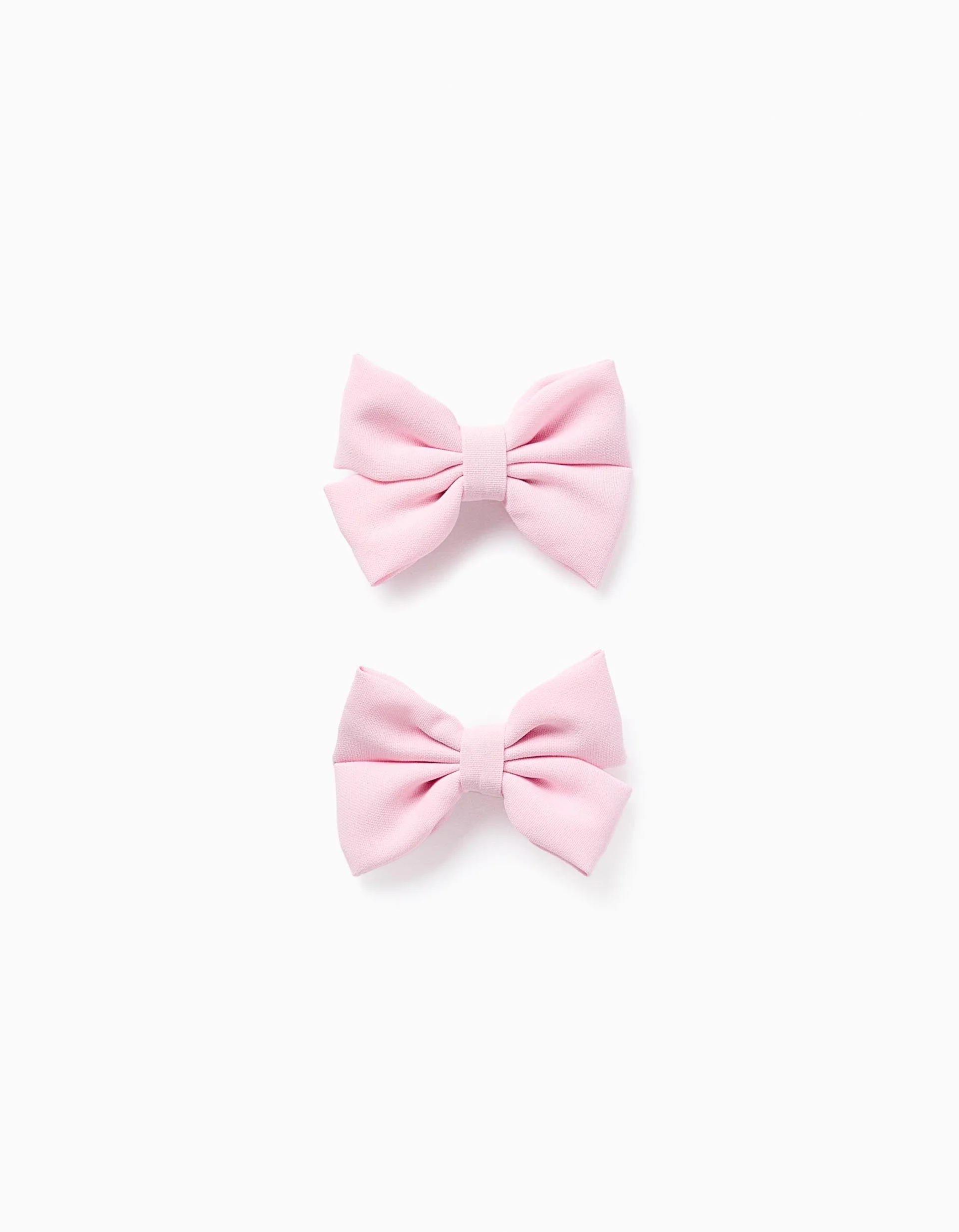 Pack of 2 Hair Clips with Fabric Bows for Babies and Girls, Pink