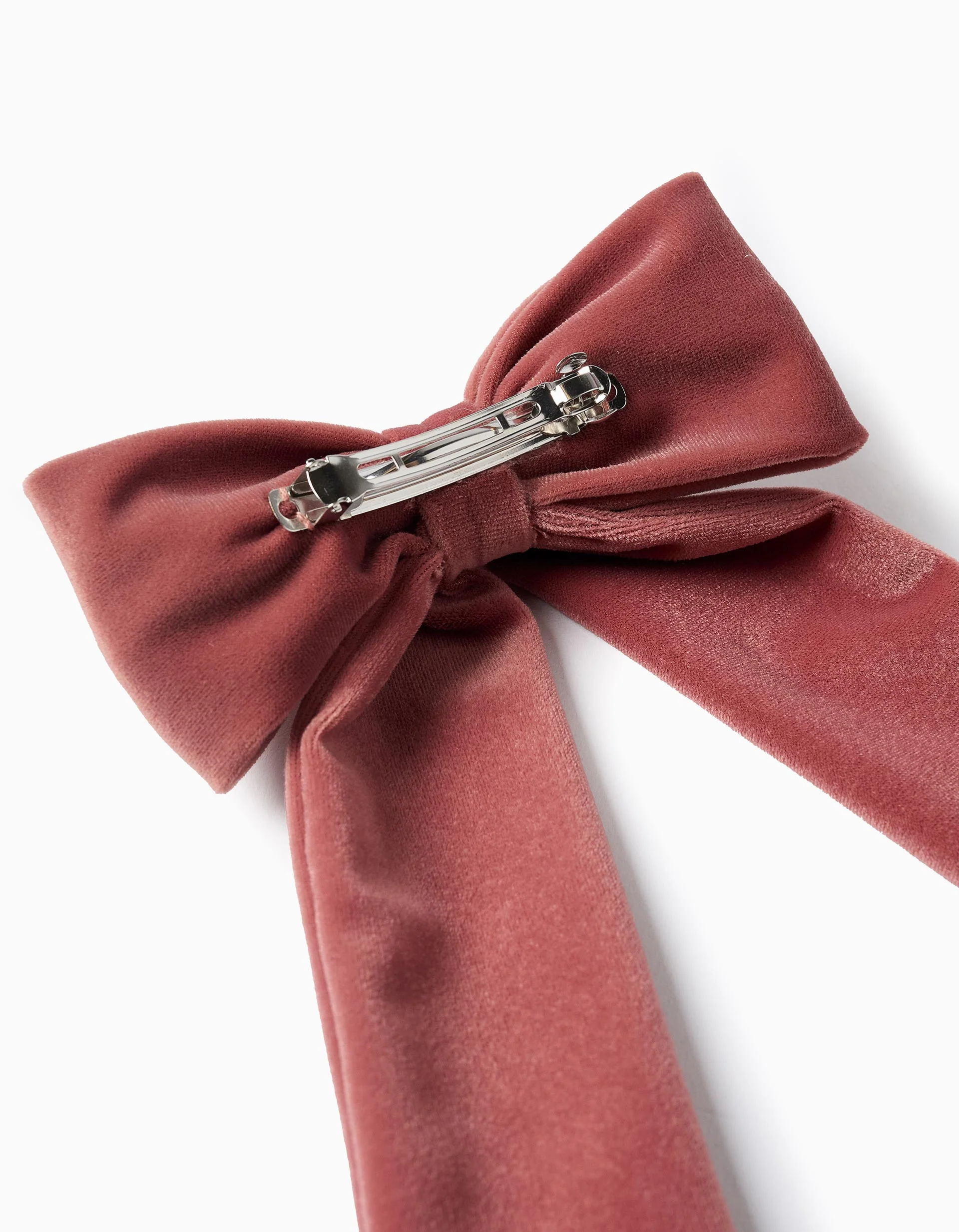 Hair Clip with Velvet Bow for Babies and Girls, Pink
