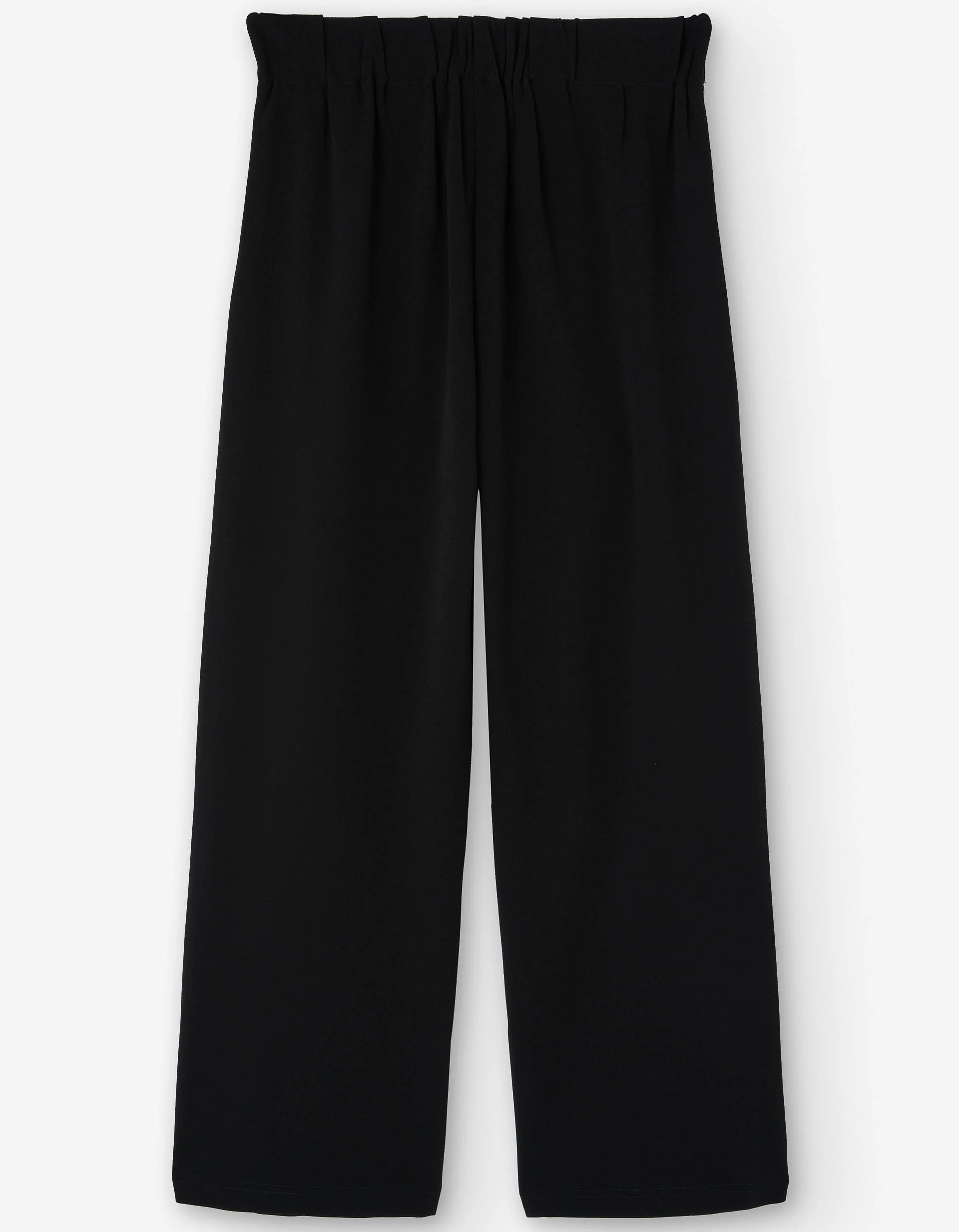 Wide leg interlock knit trousers with belt for girls, black