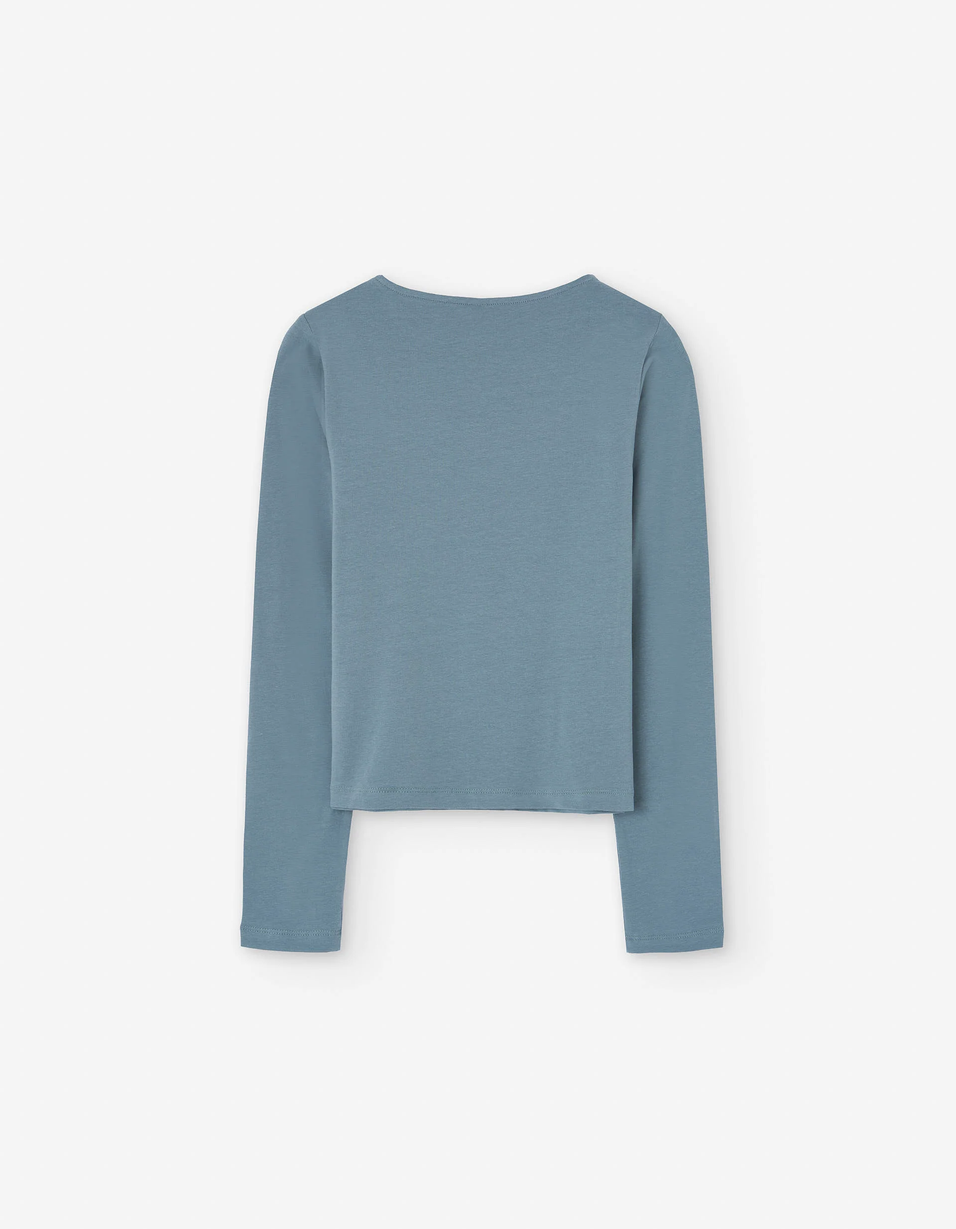 Long sleeve cotton T-shirt with front cut-out for girls, blue