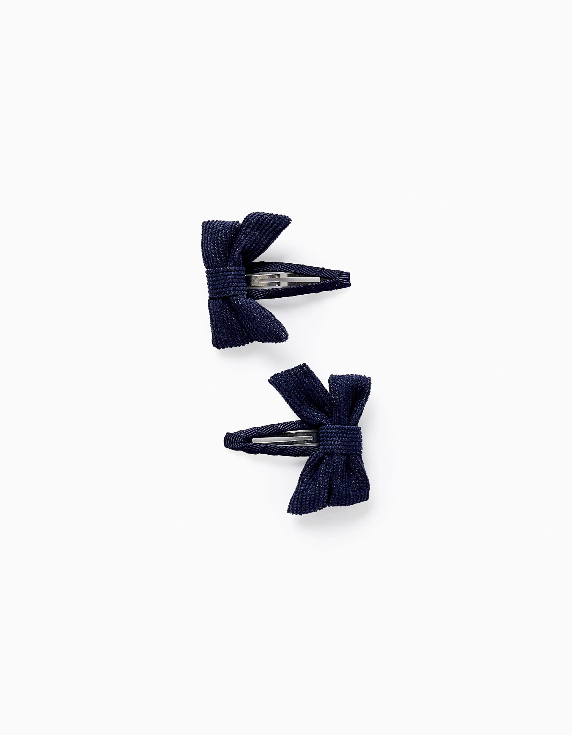 Pack of 2 Hair Clips with Corduroy Bow for Babies and Girls, Blue