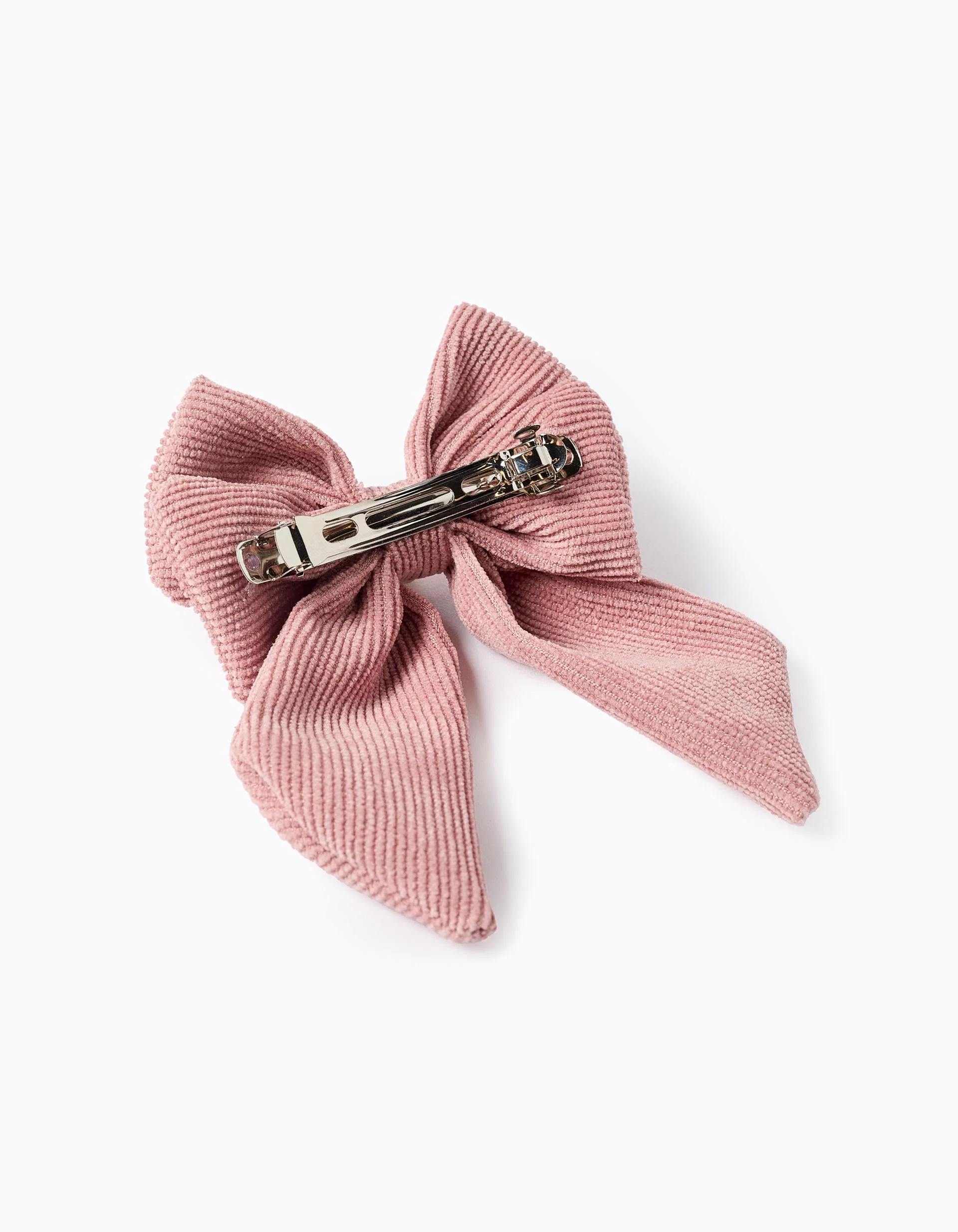 Hair Slide with Corduroy Bow for Babies and Girls, Pink
