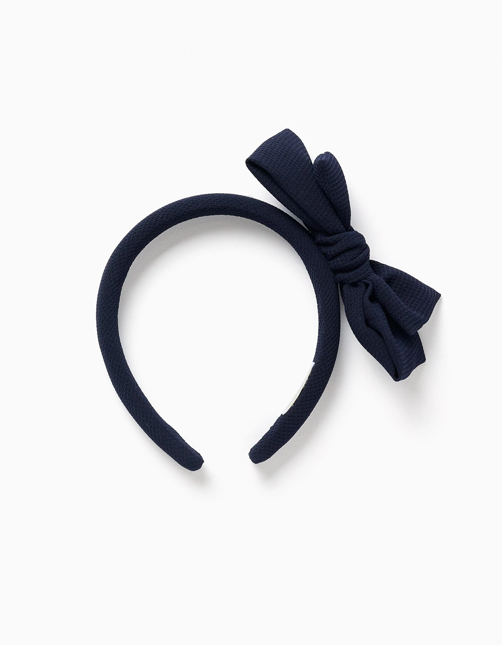 Padded Alice band with bow on top for girls, dark blue