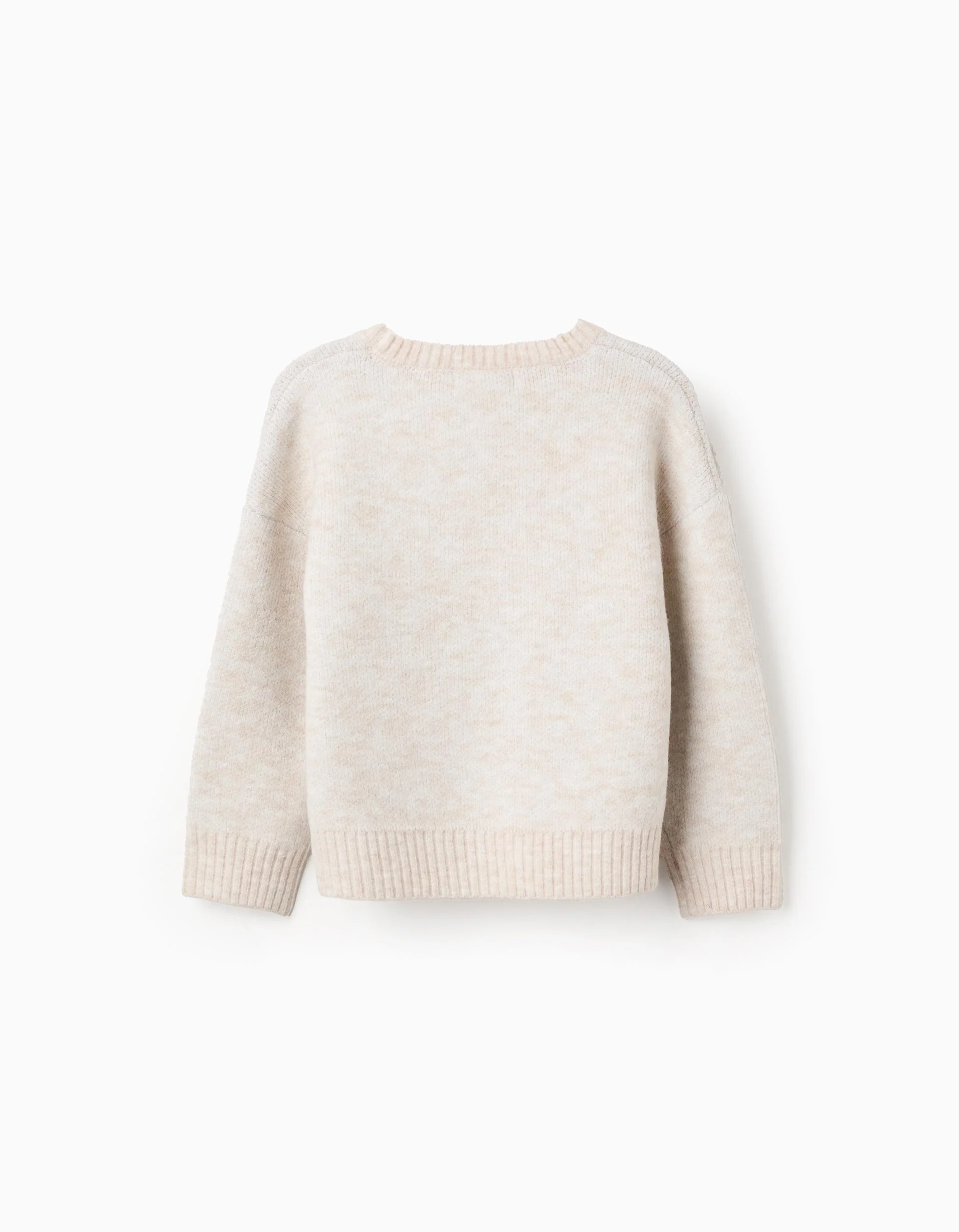 Knitted jumper with lurex moon and stars for girls, beige